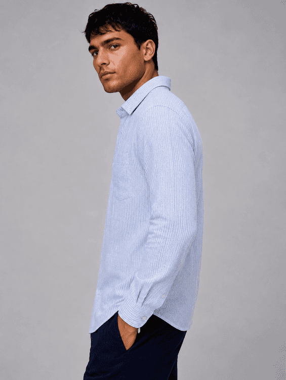 ODCC Sky Blue Textured Stripe Cotton Shirt RG1004 - 4