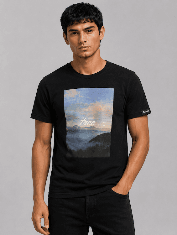 ODCC ROUND NECK PRINTED HALF SELEEVS T02534