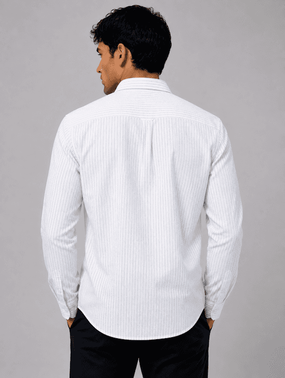 ODCC White Textured Stripe Cotton Shirt RG1003 - 4