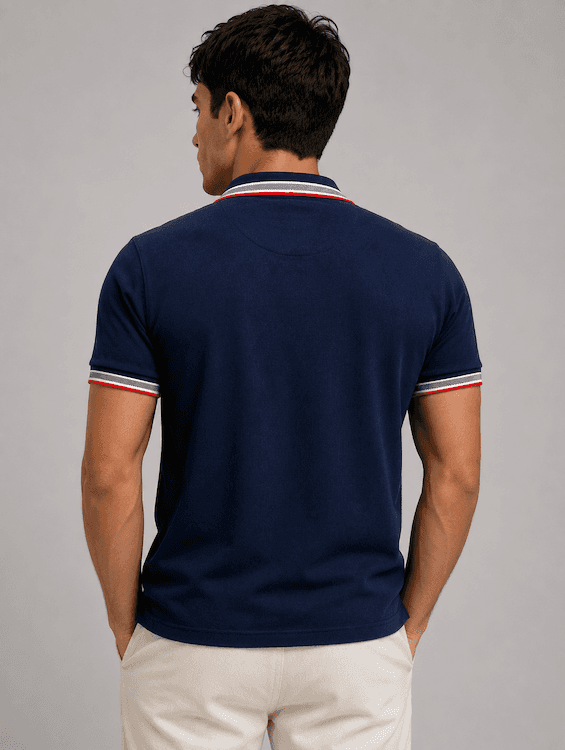 ODCC Men's Navy Polo T-Shirt with Contrast Tipping Collar T02554 - 3