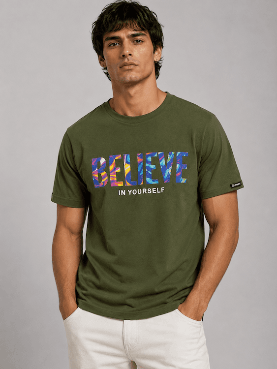 ODCC ROUND NECK PRINTED HALF SELEEVS T02538