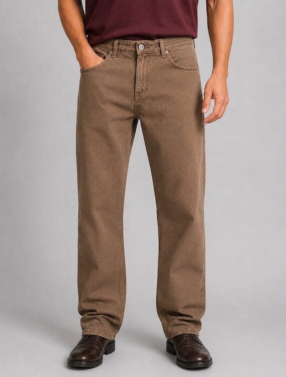 ODCC Men's Dark Khaki Straight Fit Stretch Denim Jeans | Premium | J1784