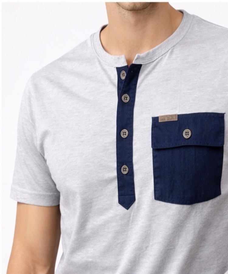 ODCC HENLEY DENIM POCKET H/S T02473 - 7