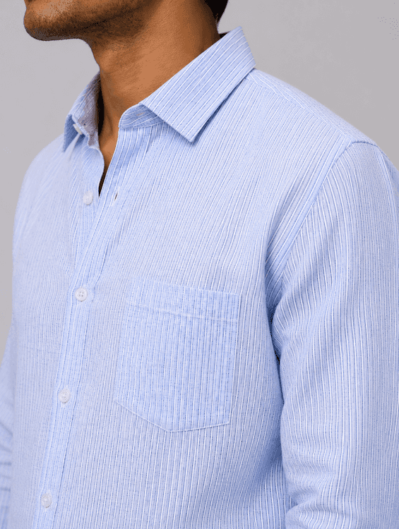 ODCC Sky Blue Textured Stripe Cotton Shirt RG1004 - 2