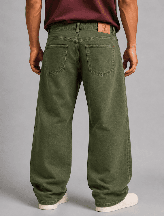 ODCC Men's RFD Green Baggy Fit Denim Jeans | Non-Stretch | J1781 - 6