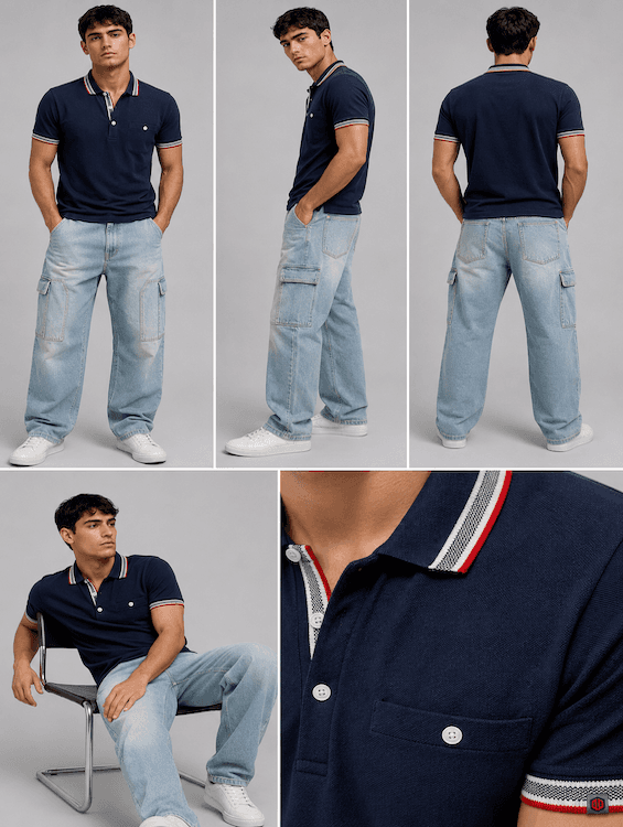 ODCC Men's Navy Polo T-Shirt with Contrast Tipping Collar T02554 - 6