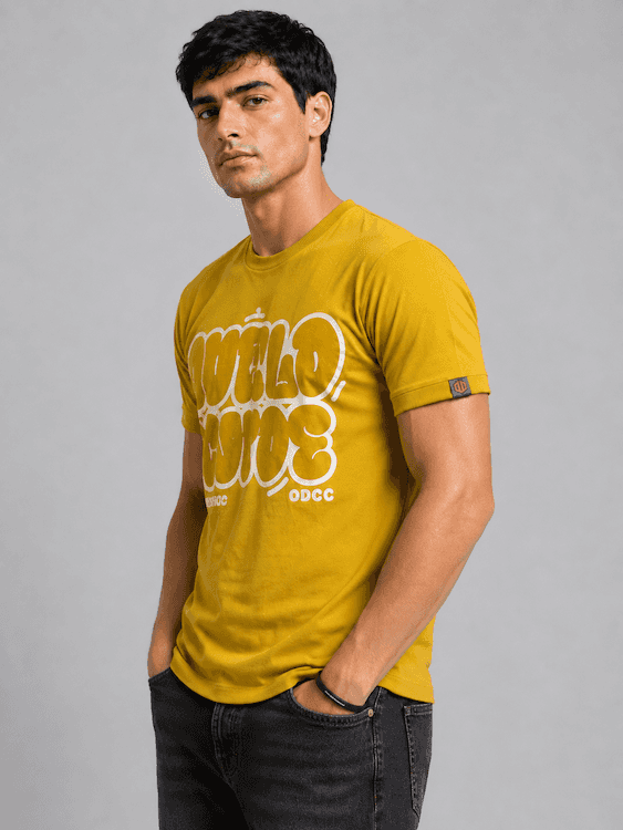 ODCC Mustard Yellow World Wide Graphic Printed T-Shirt T02564 - 2