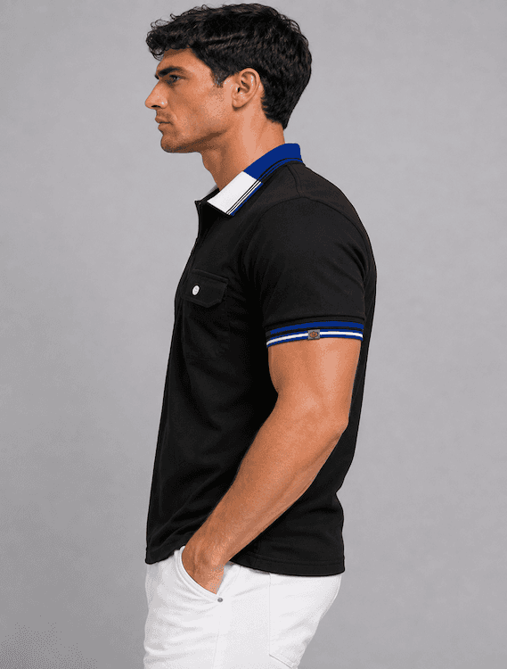 ODCC T02557 – Black Half-Zip Polo T-Shirt - 3