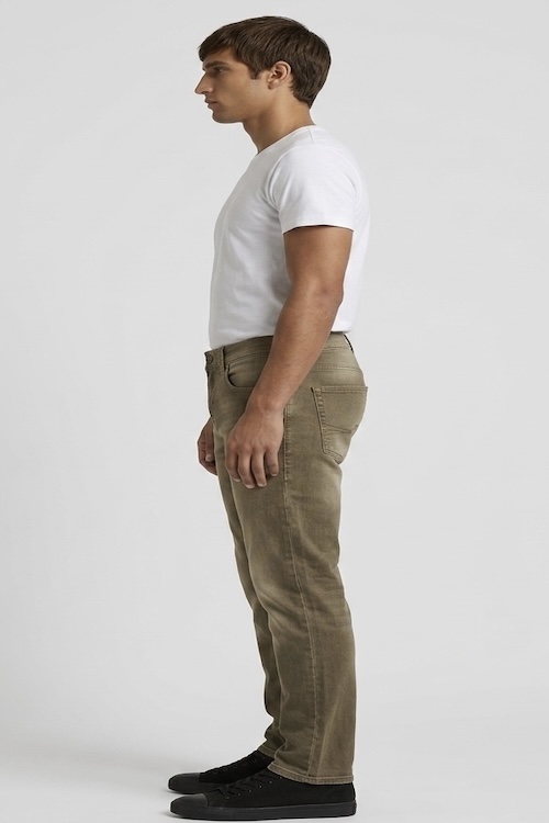 ODCC Men's Dark Khaki Straight Fit Stretch Denim Jeans | Vintage Washed 5 Pocket Jeans | J1777 - 2