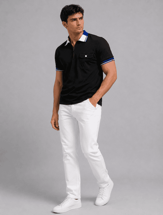 ODCC T02557 – Black Half-Zip Polo T-Shirt - 5