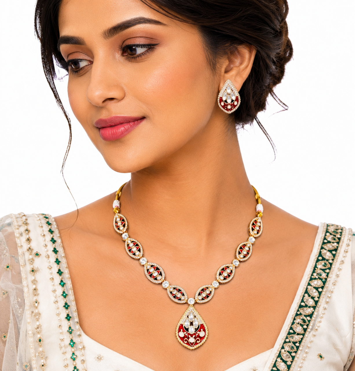 Kundan Necklace 07249 - 6