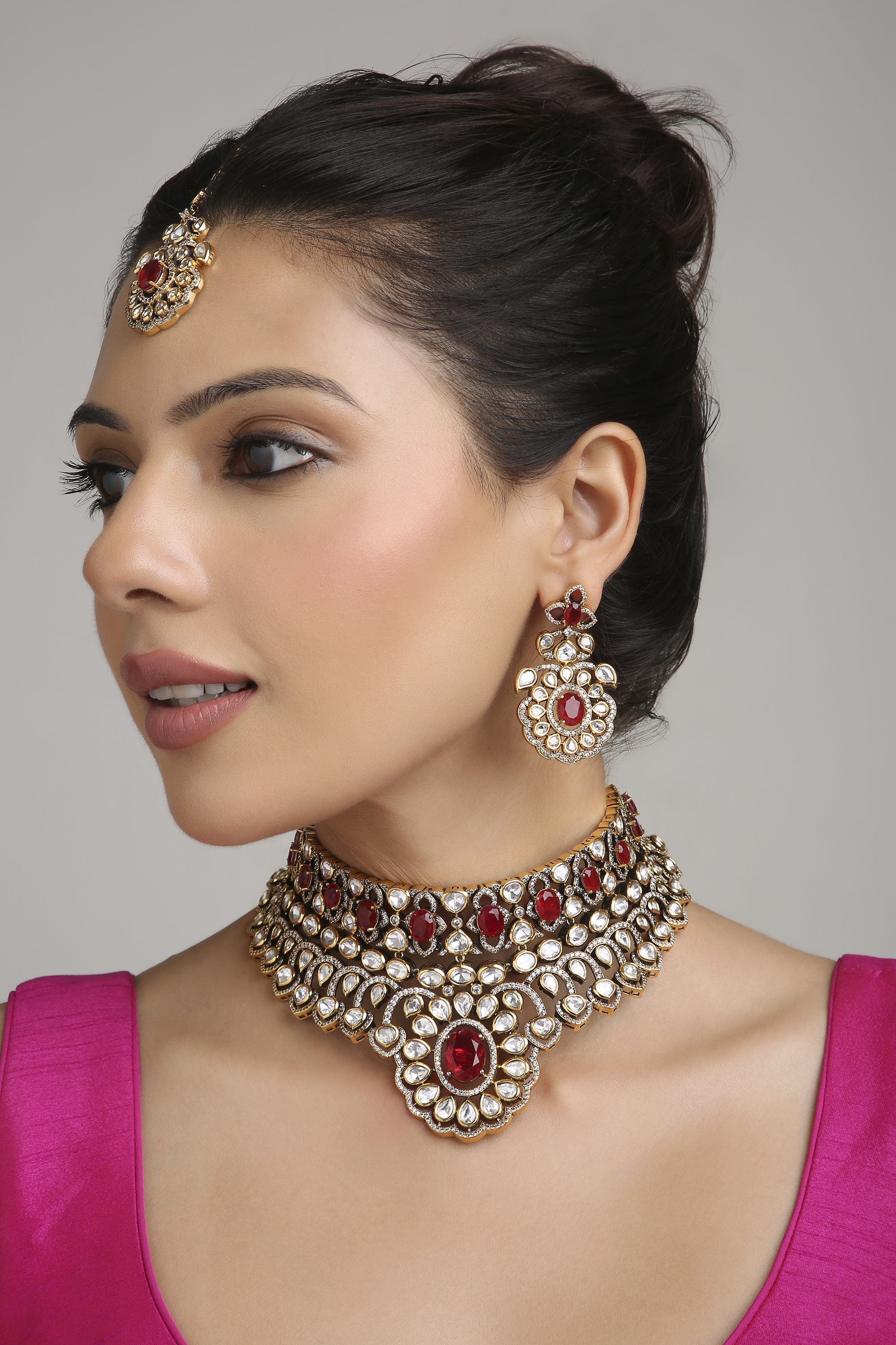 Victorian Kundan Necklace 08413 - 9