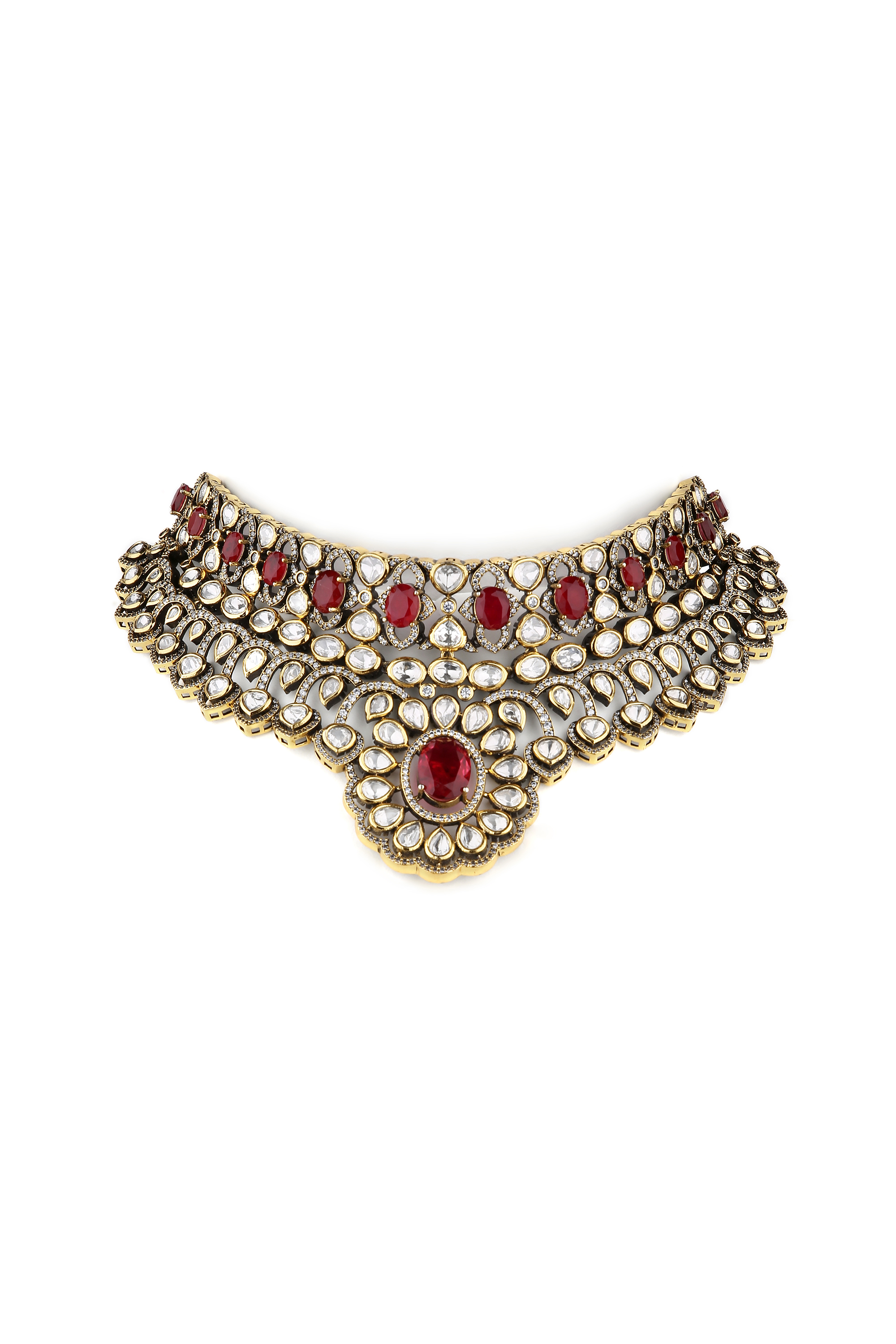 Victorian Kundan Necklace 08413 - 6