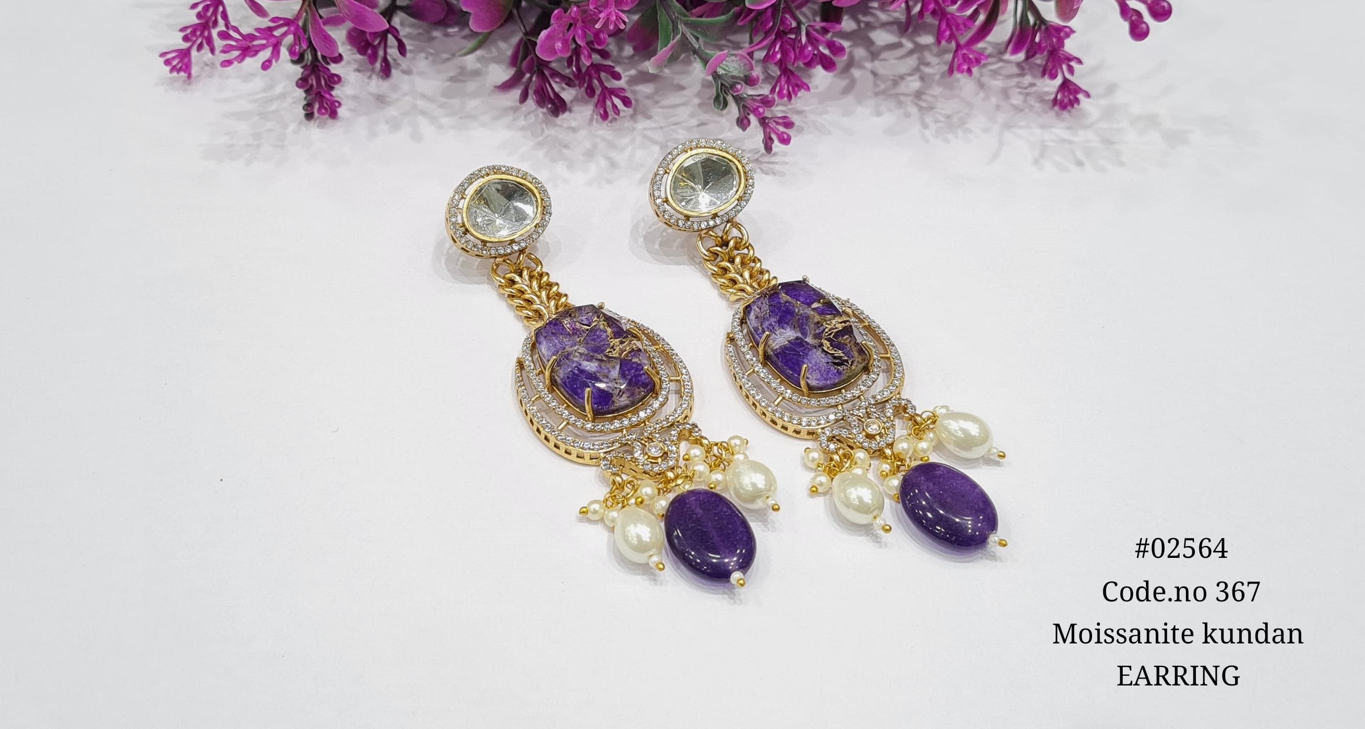 Kundan earrings 02564 - 5