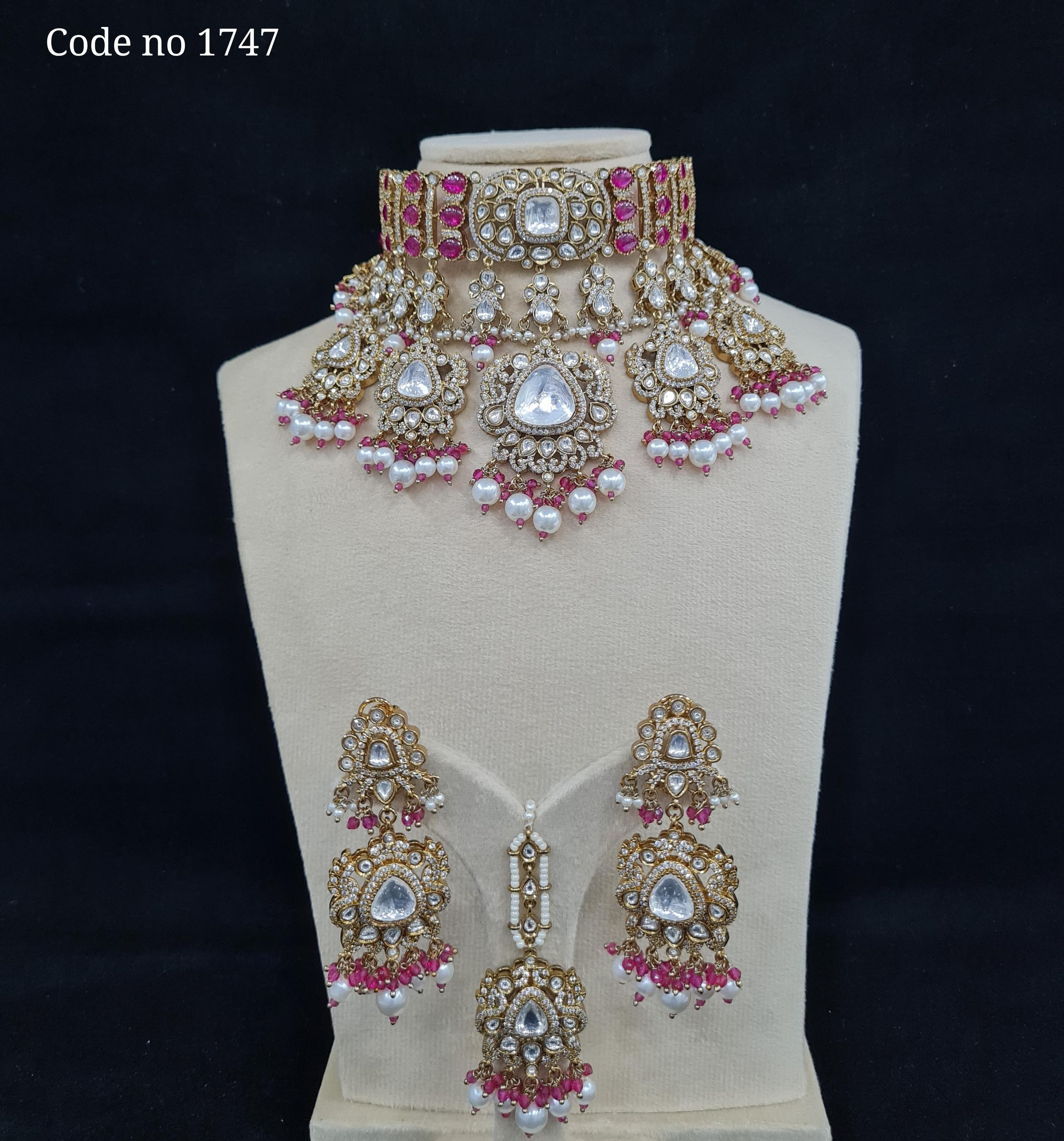 Kundan necklace set 00268 - 8