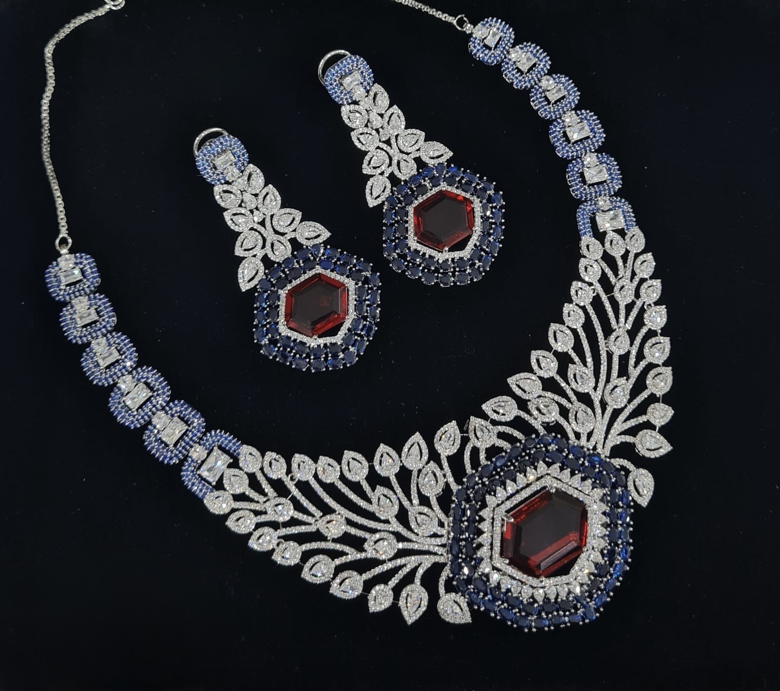 Cz Statement Necklace 06017 - 11