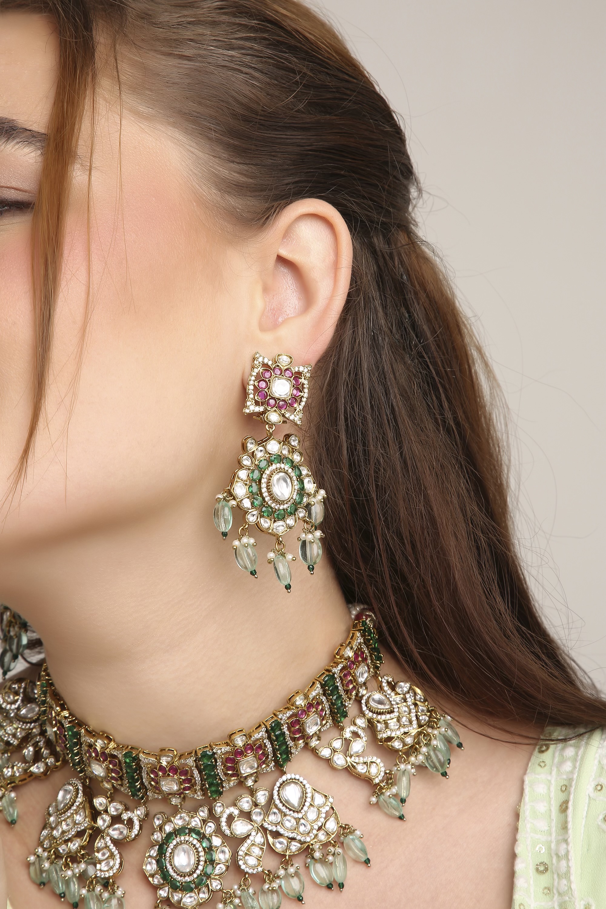 Polki Kundan Necklace 09601 - 2