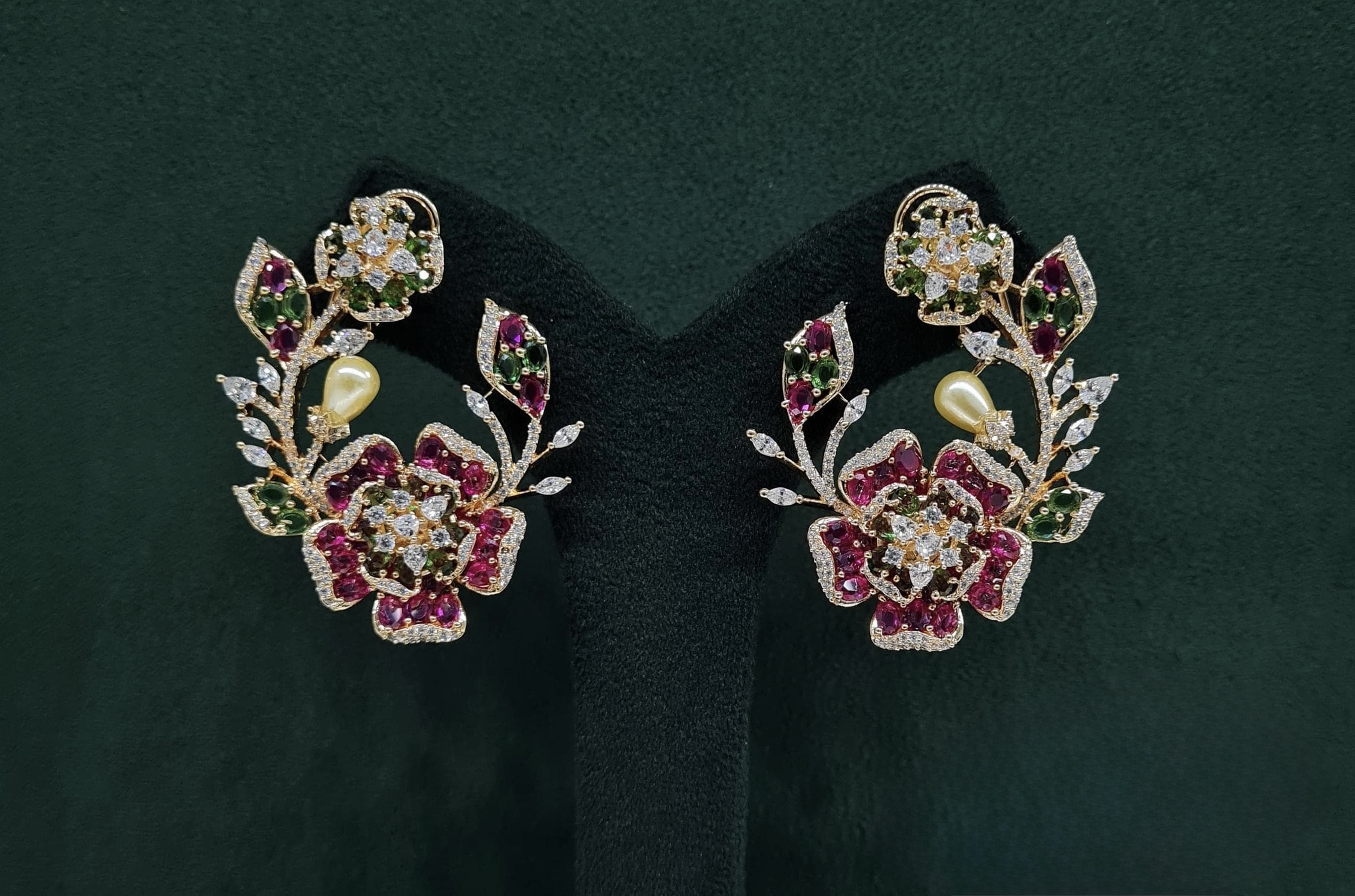 Petal & Pearl Cz Earrings 09078 - 11