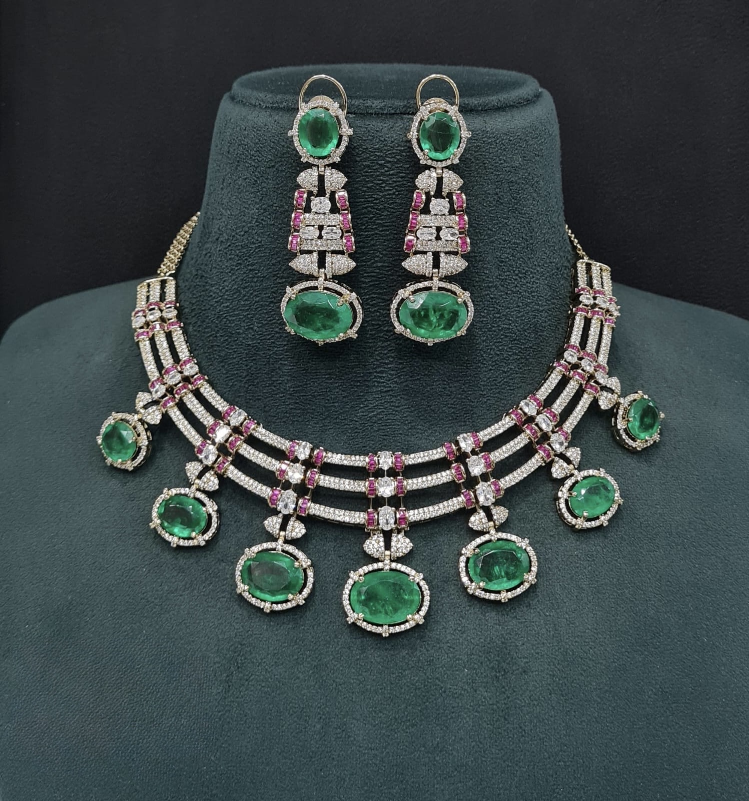 Cz Doublet Necklace 09865 - 5