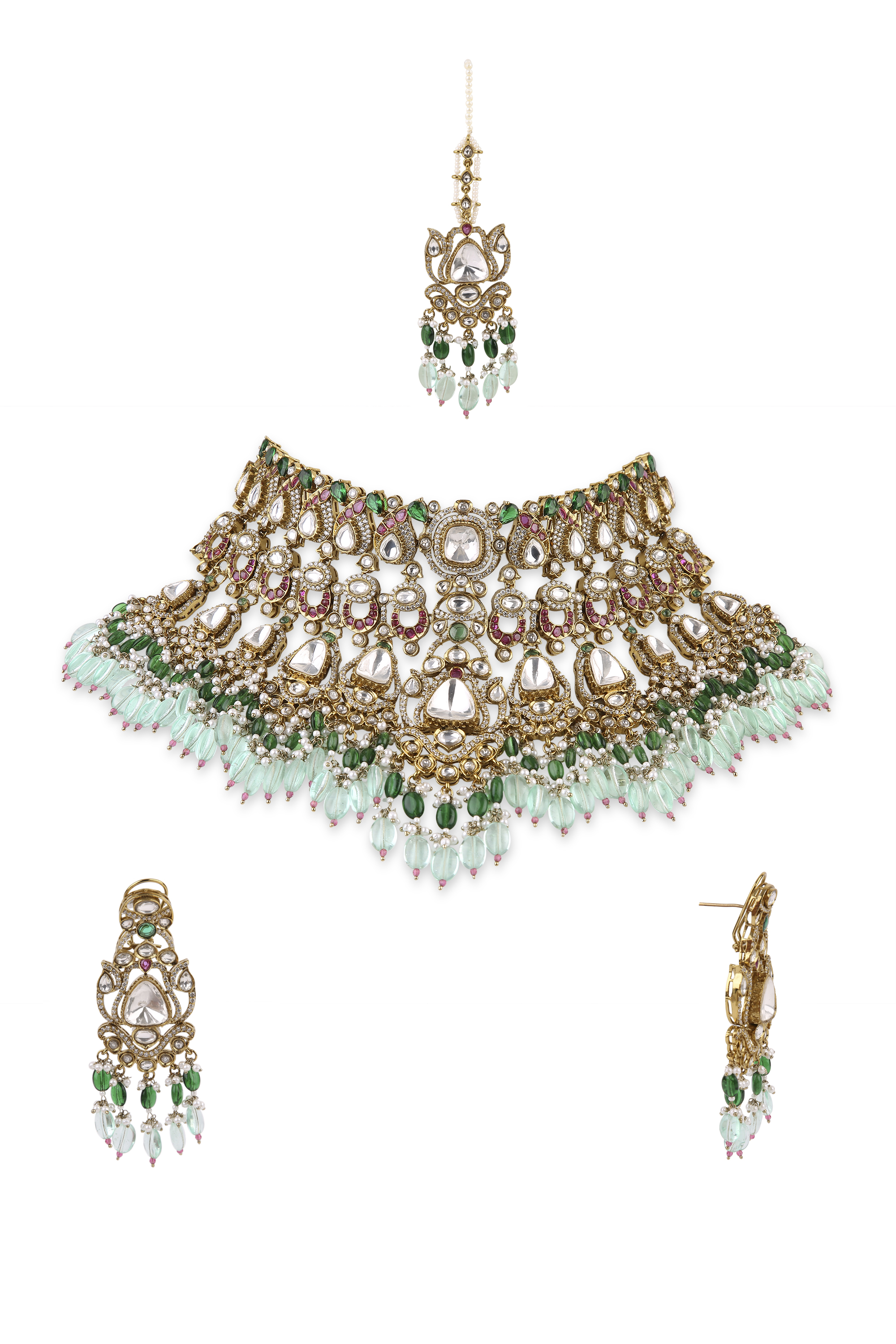 Polki Kundan Bride Set 09600 - 4