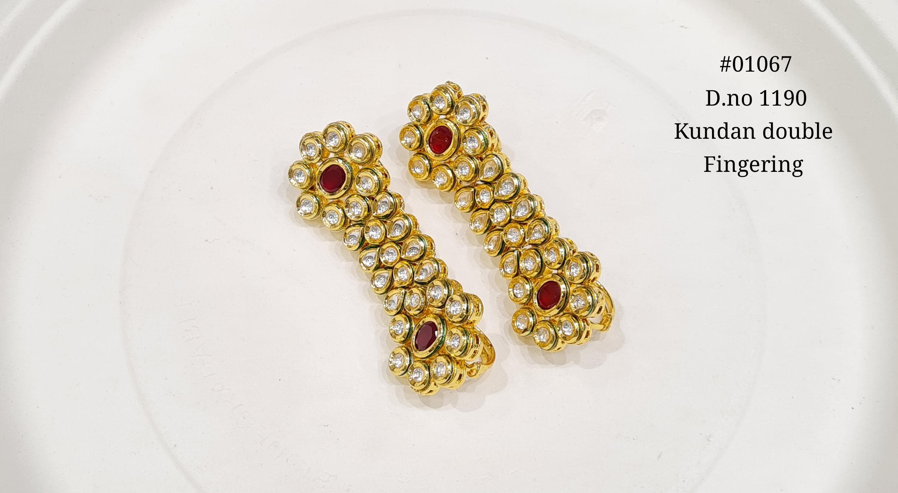 Kundan Double Finger Ring 01067 - 3