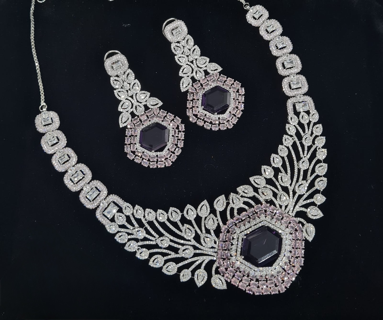 Cz Statement Necklace 06017 - 14