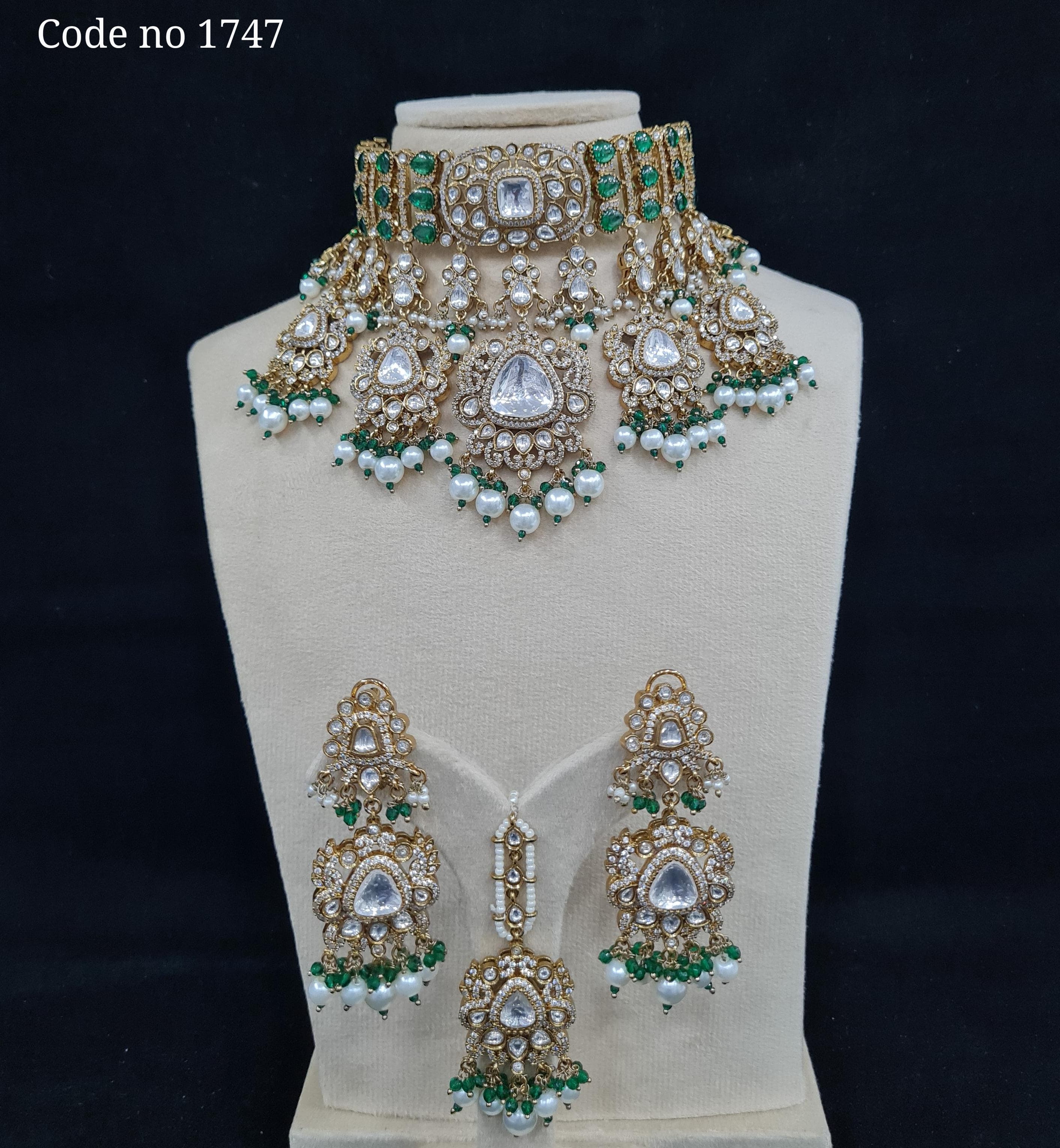 Kundan necklace set 00268 - 10
