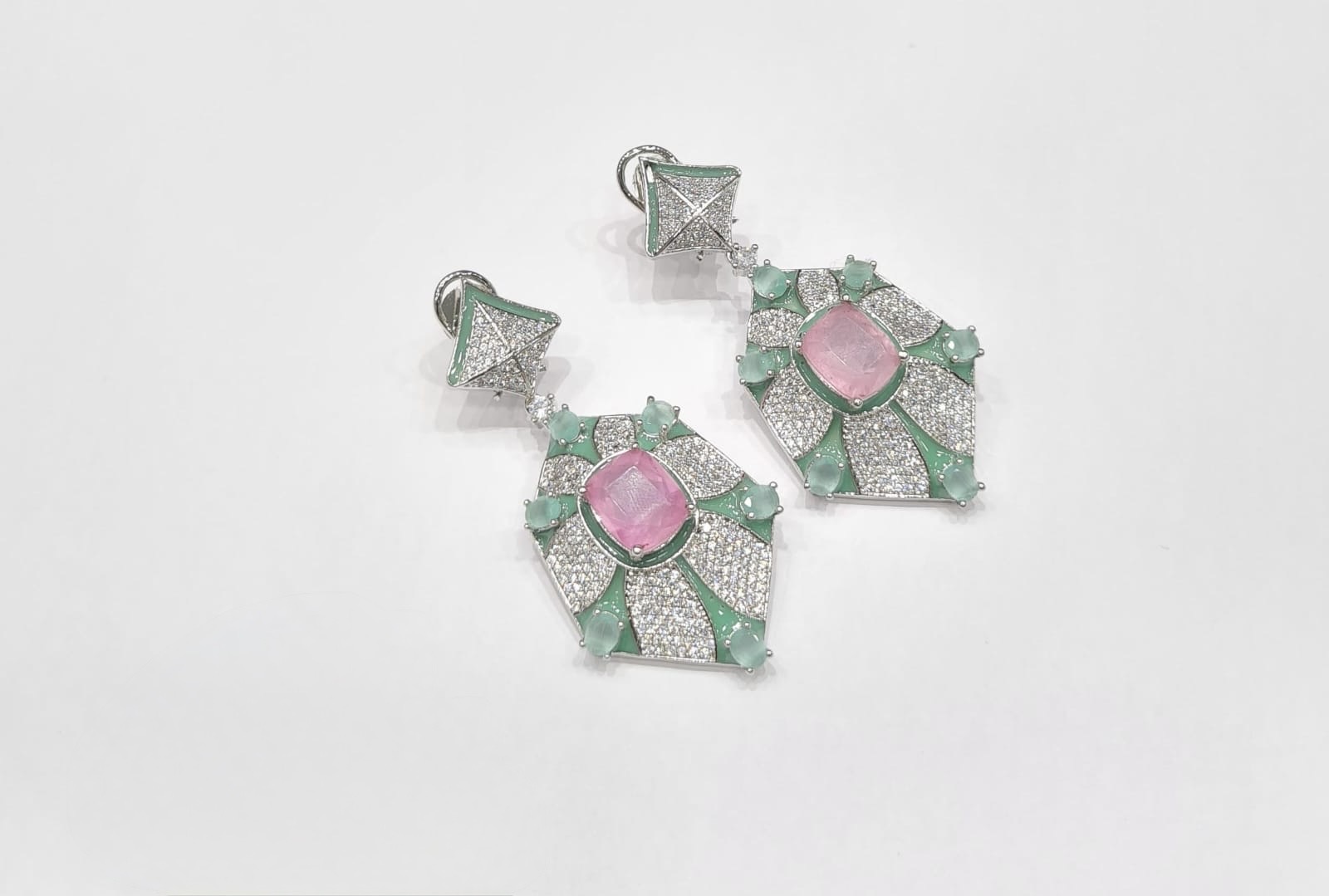 Cz Enamel Earrings 08544 - 15
