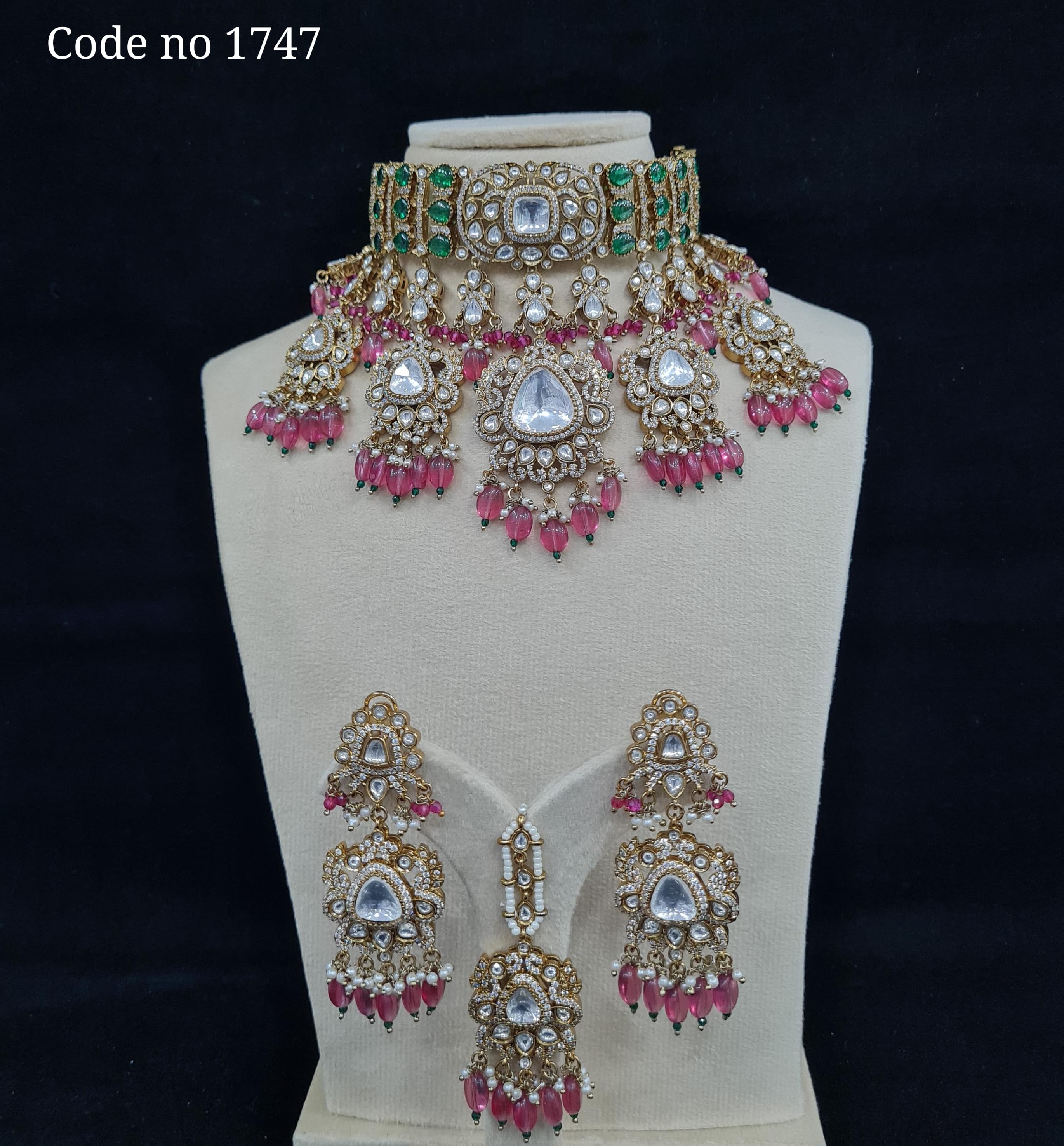 Kundan necklace set 00268 - 6