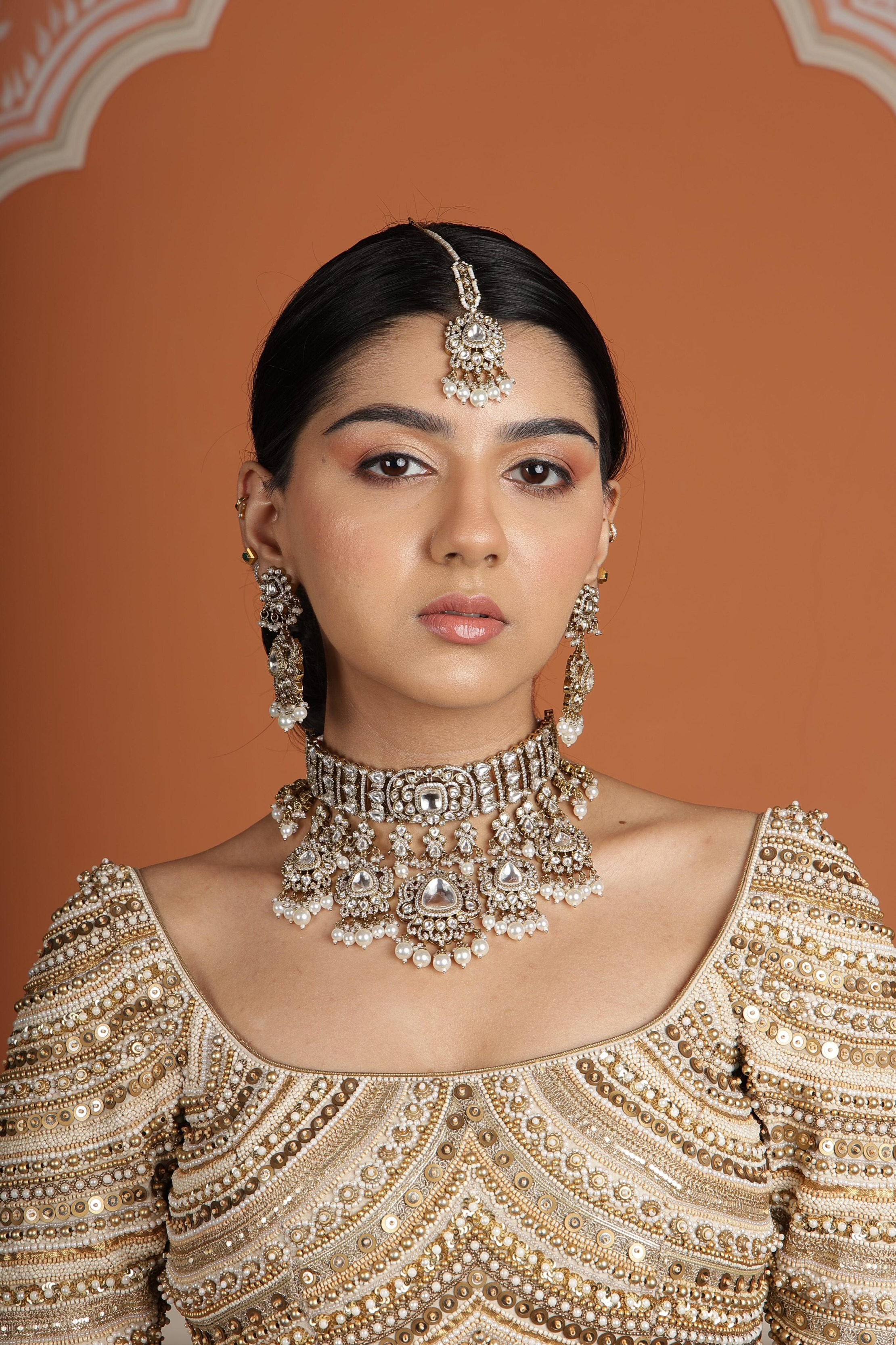 Kundan necklace set 00268 - 12