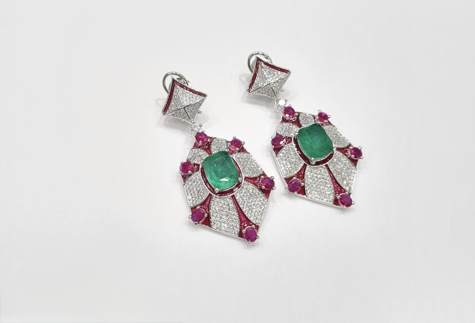 Cz Enamel Earrings 08544 - 3