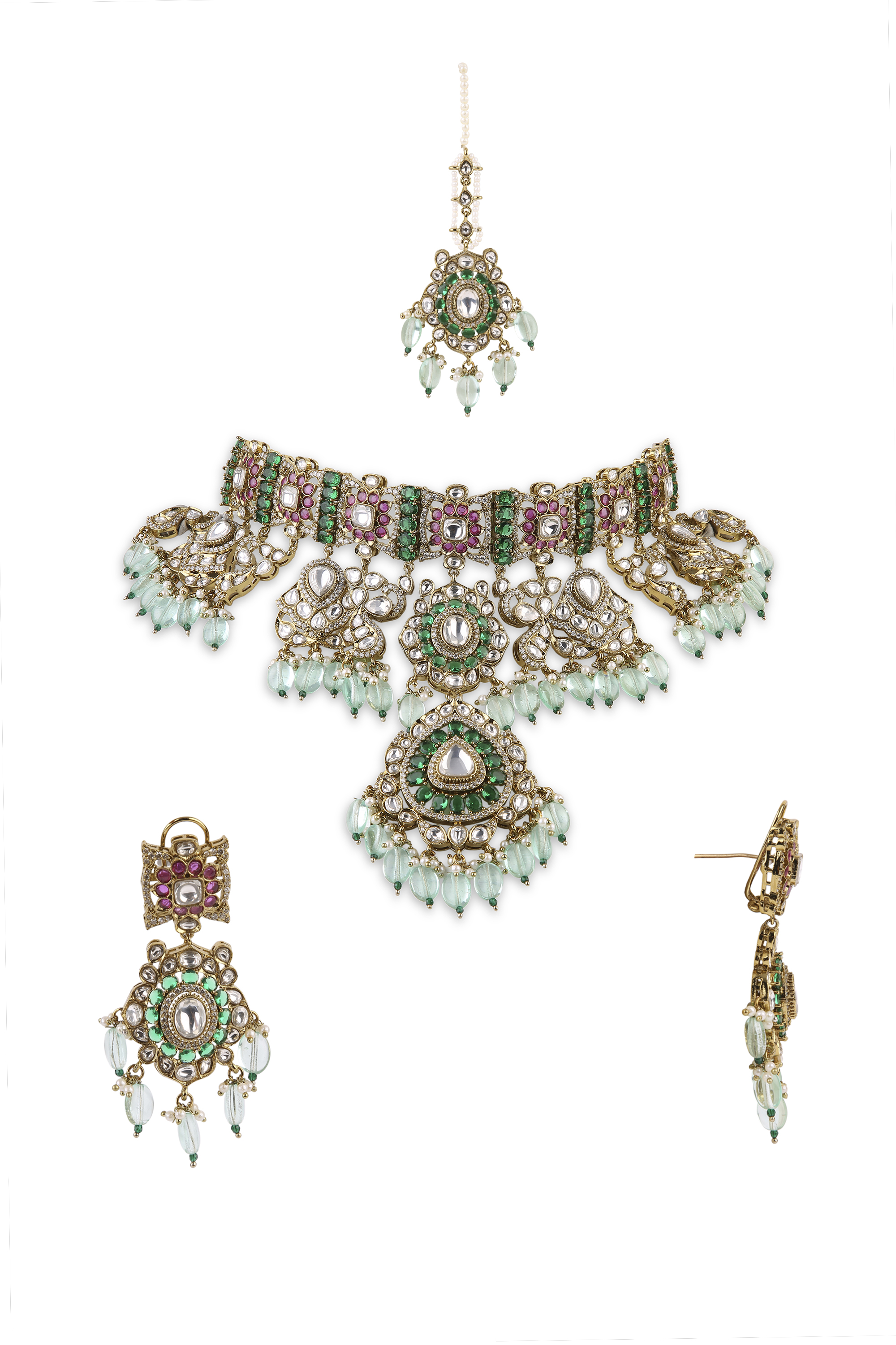 Polki Kundan Necklace 09601 - 4