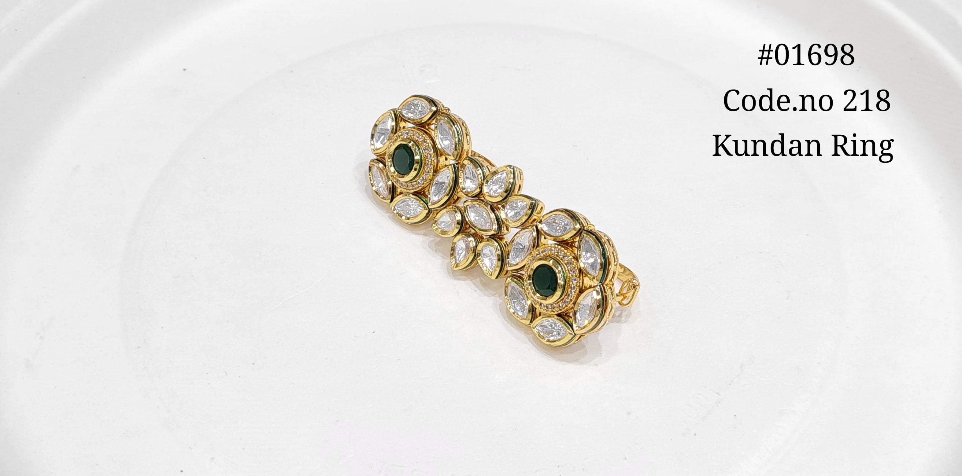 Kundan double finger ring 01698 - 3