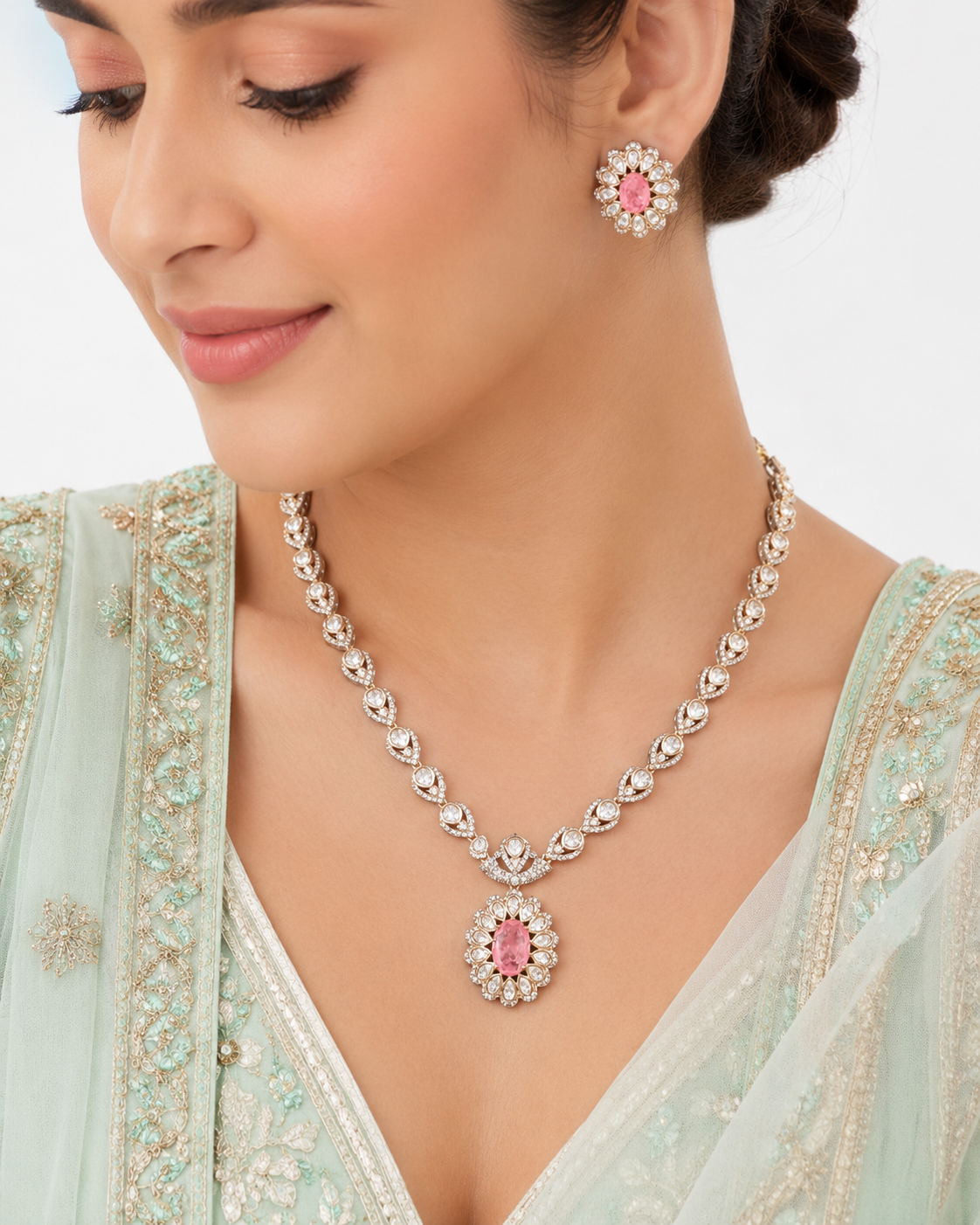 Kundan Necklace 09266 - 6