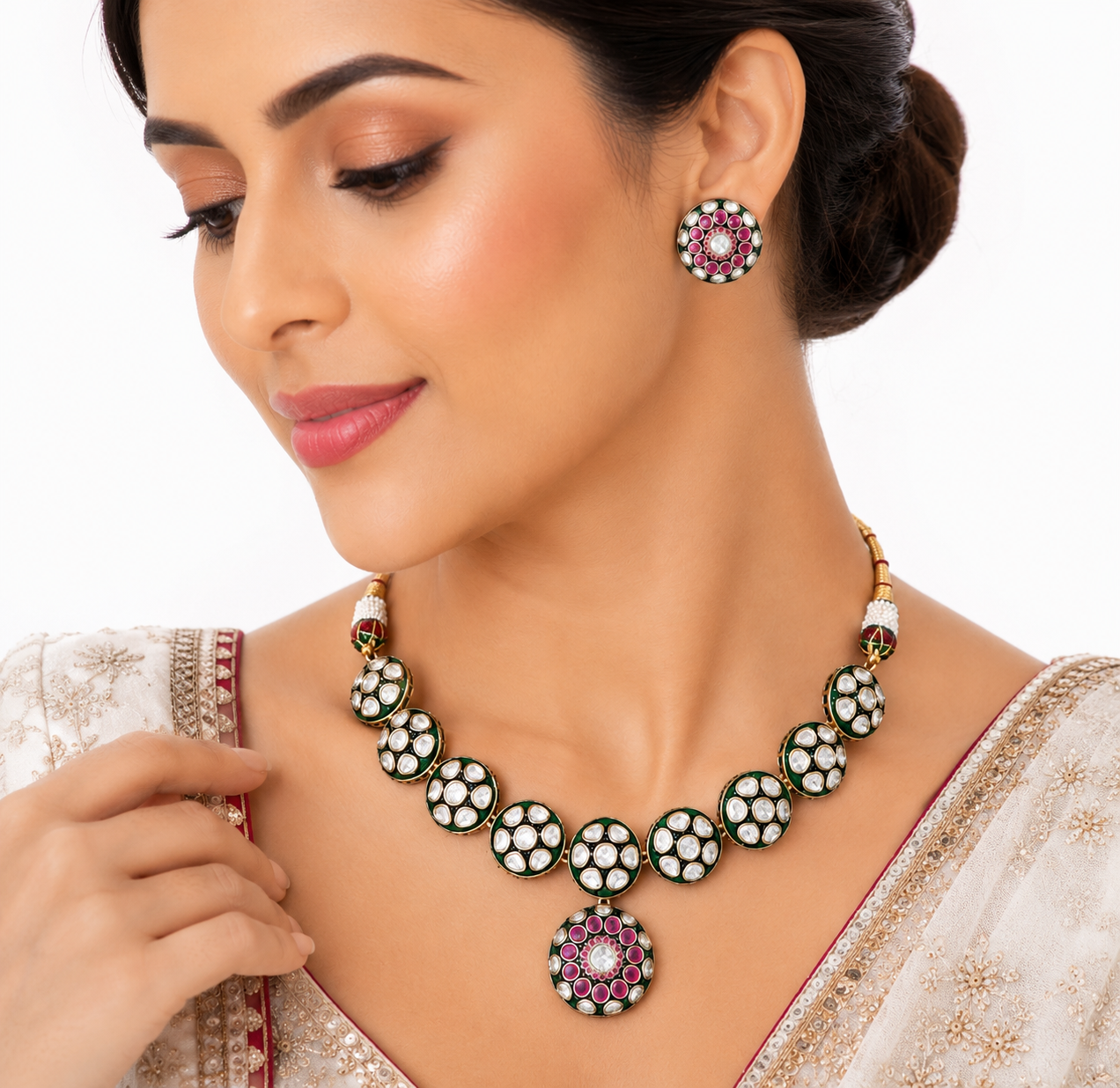 Kundan Necklace 09096 - 3