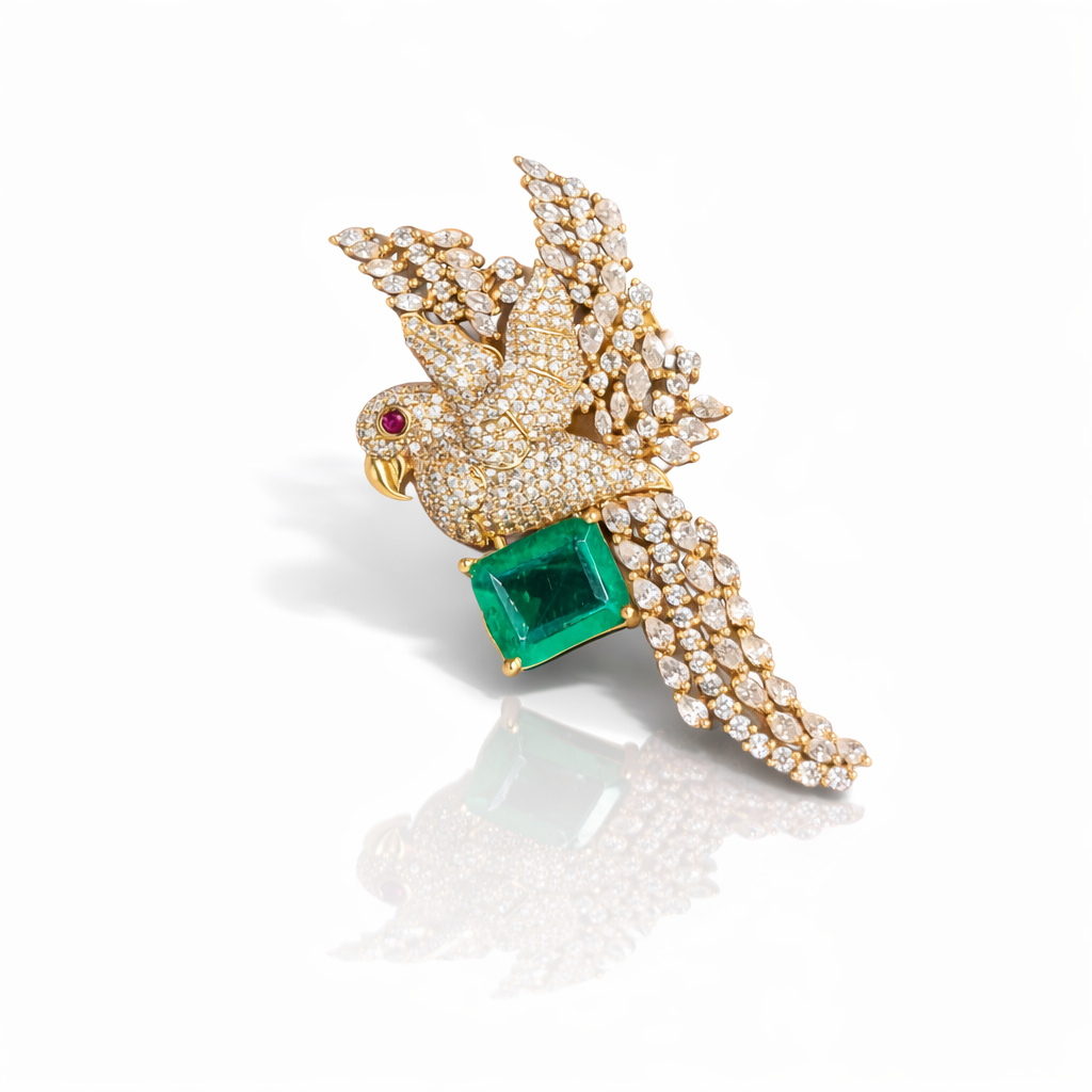 Rose Gold Macaw Brooch 08691