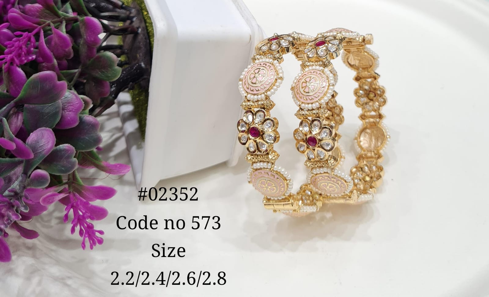 Kundan Enamel Bangles 02352 - 3