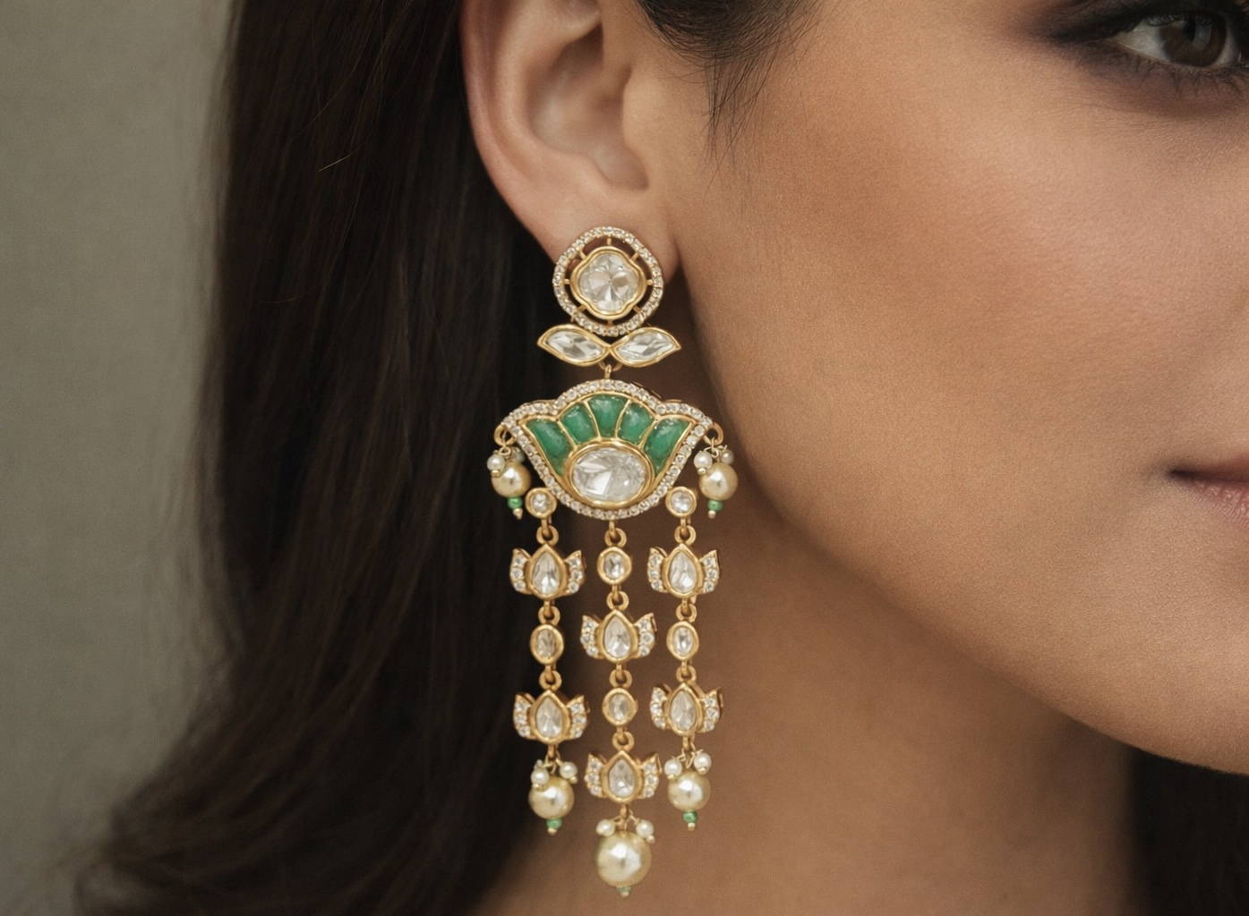 Kundan Earrings 07641 - 6
