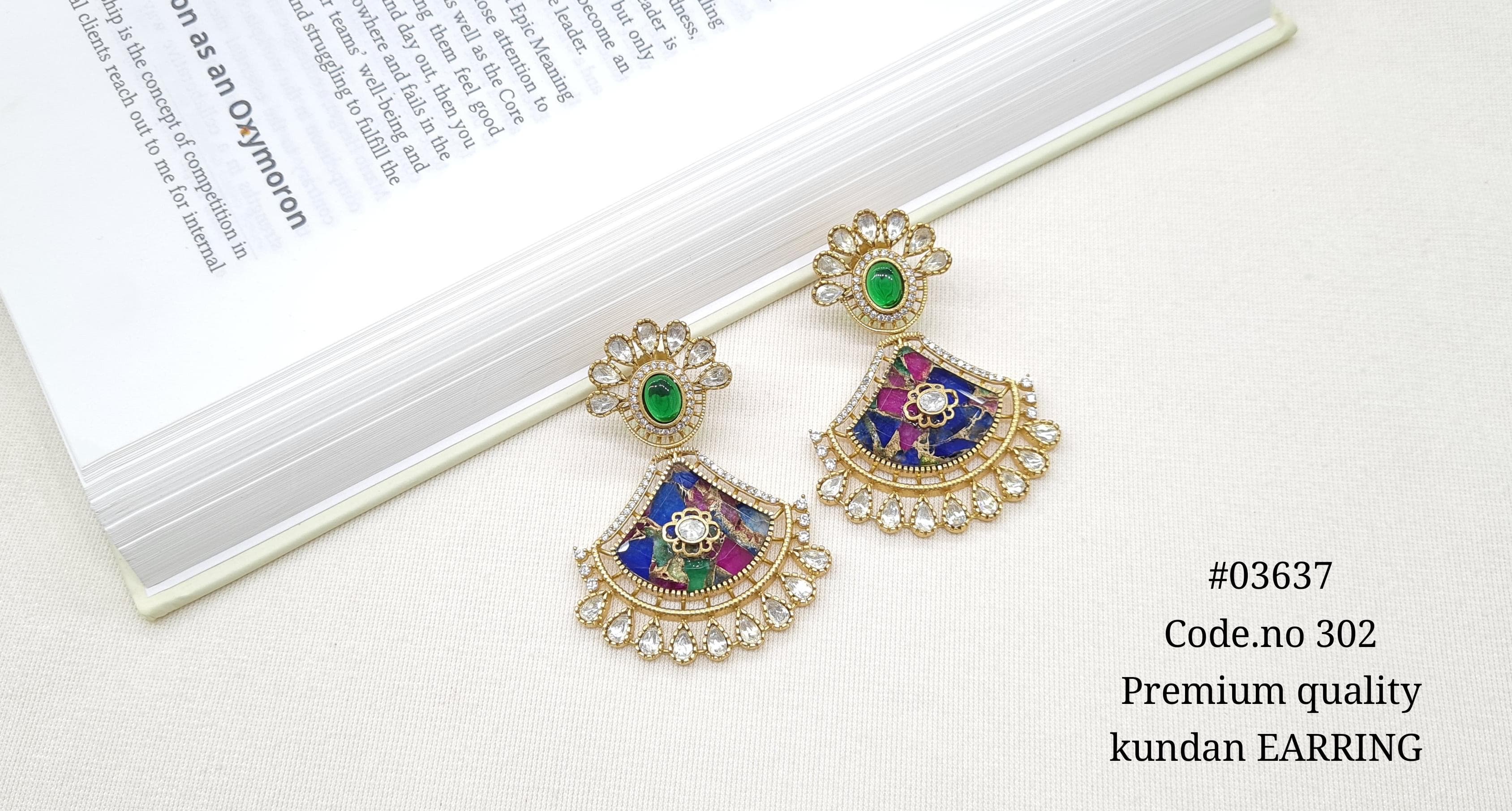 Kundan Earrings 03637 - 6