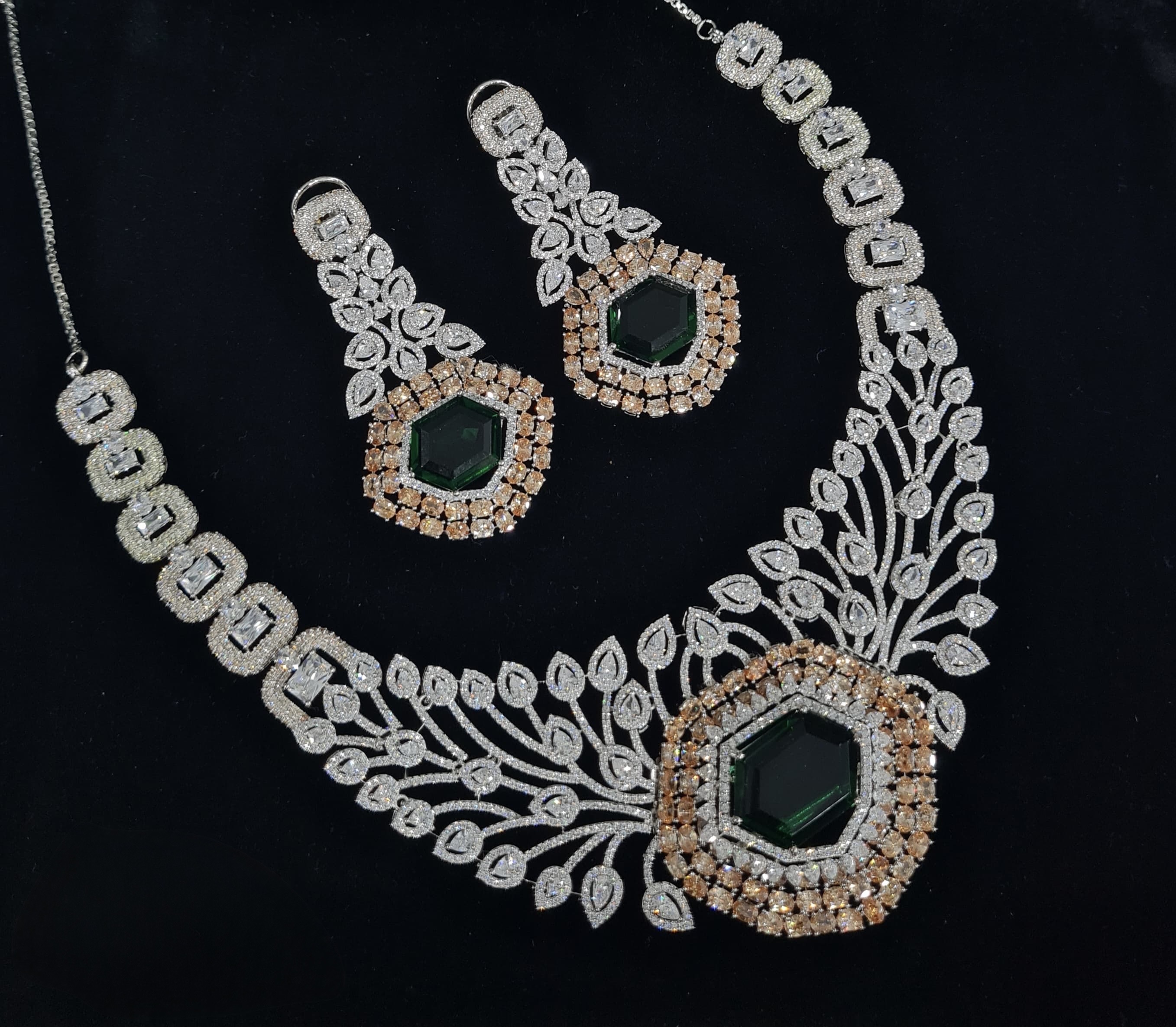 Cz Statement Necklace 06017 - 5