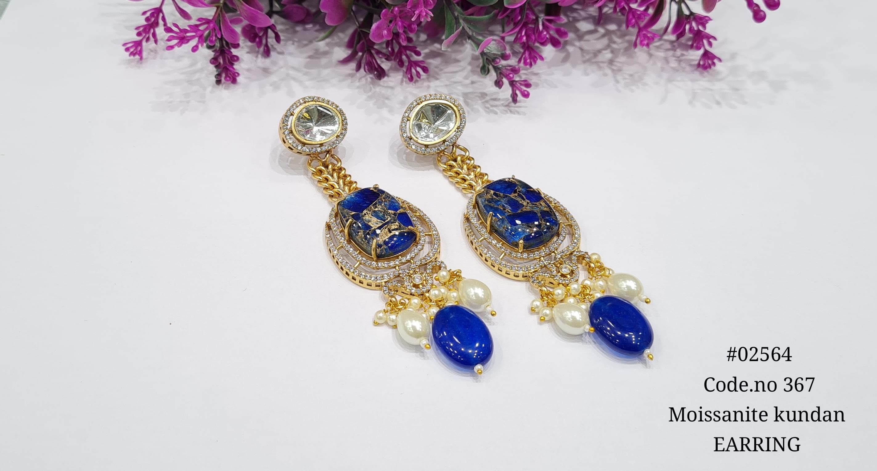 Kundan earrings 02564 - 8