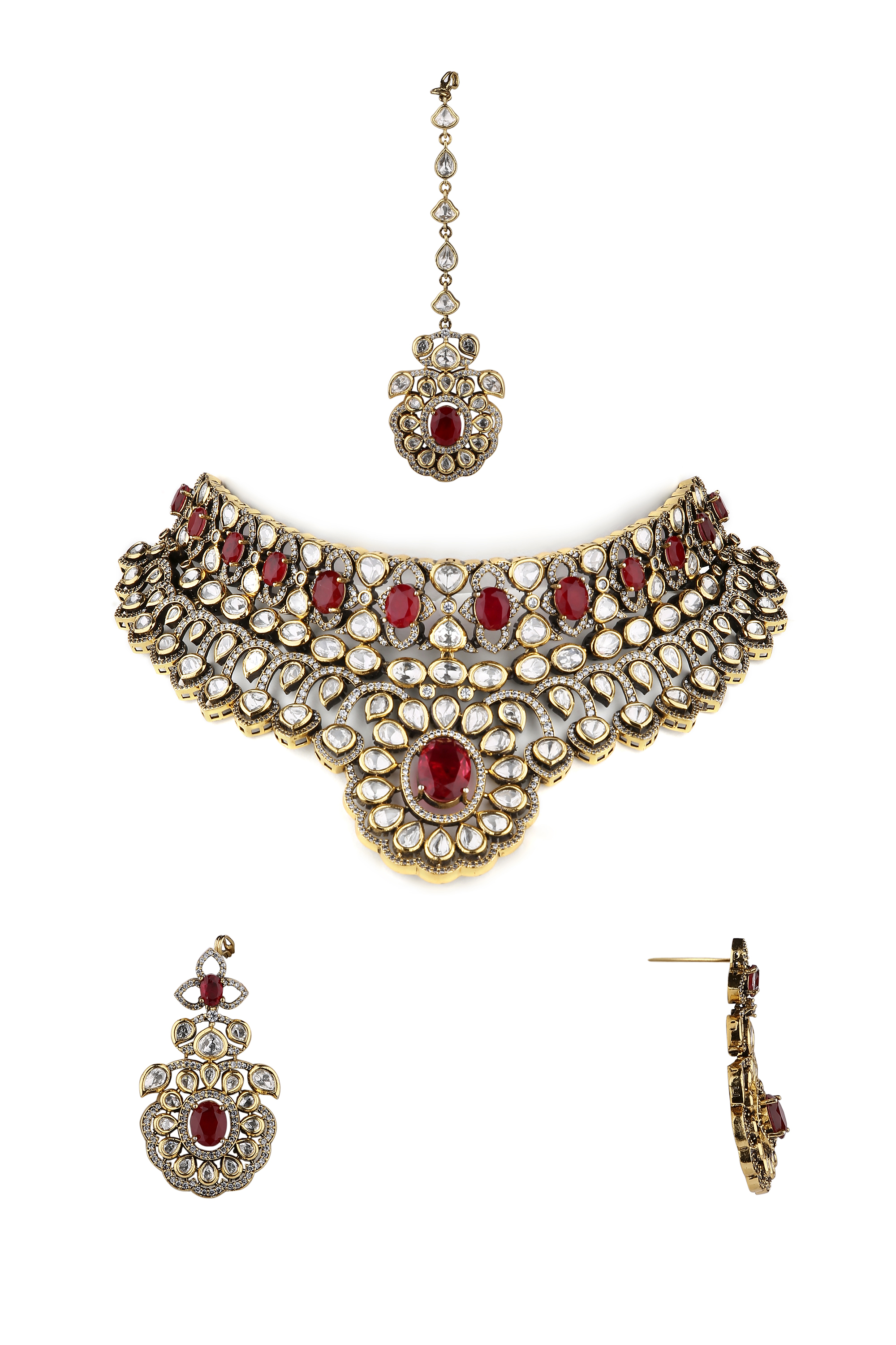 Victorian Kundan Necklace 08413 - 5