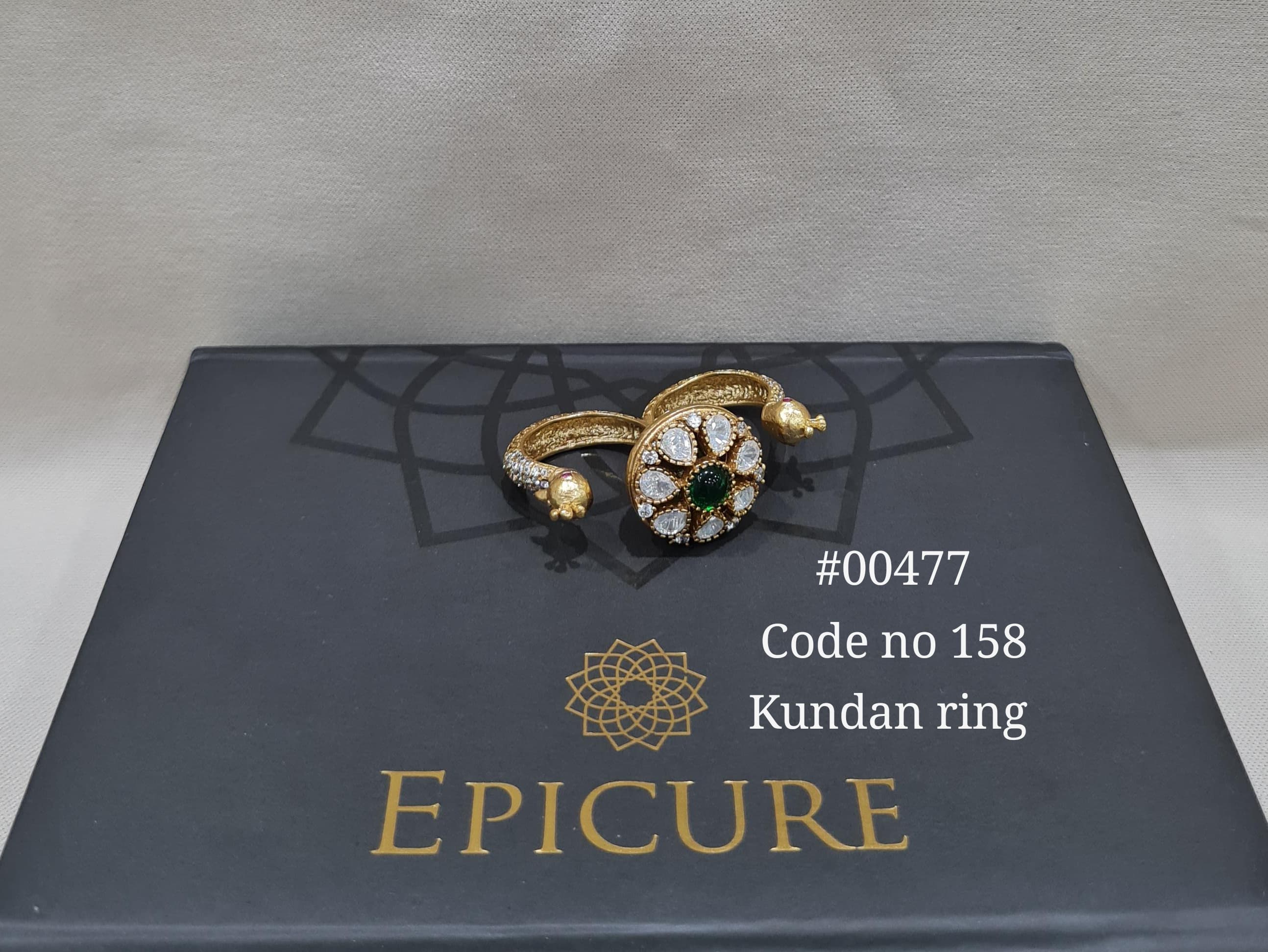 Kundan double finger ring 00477 - 6