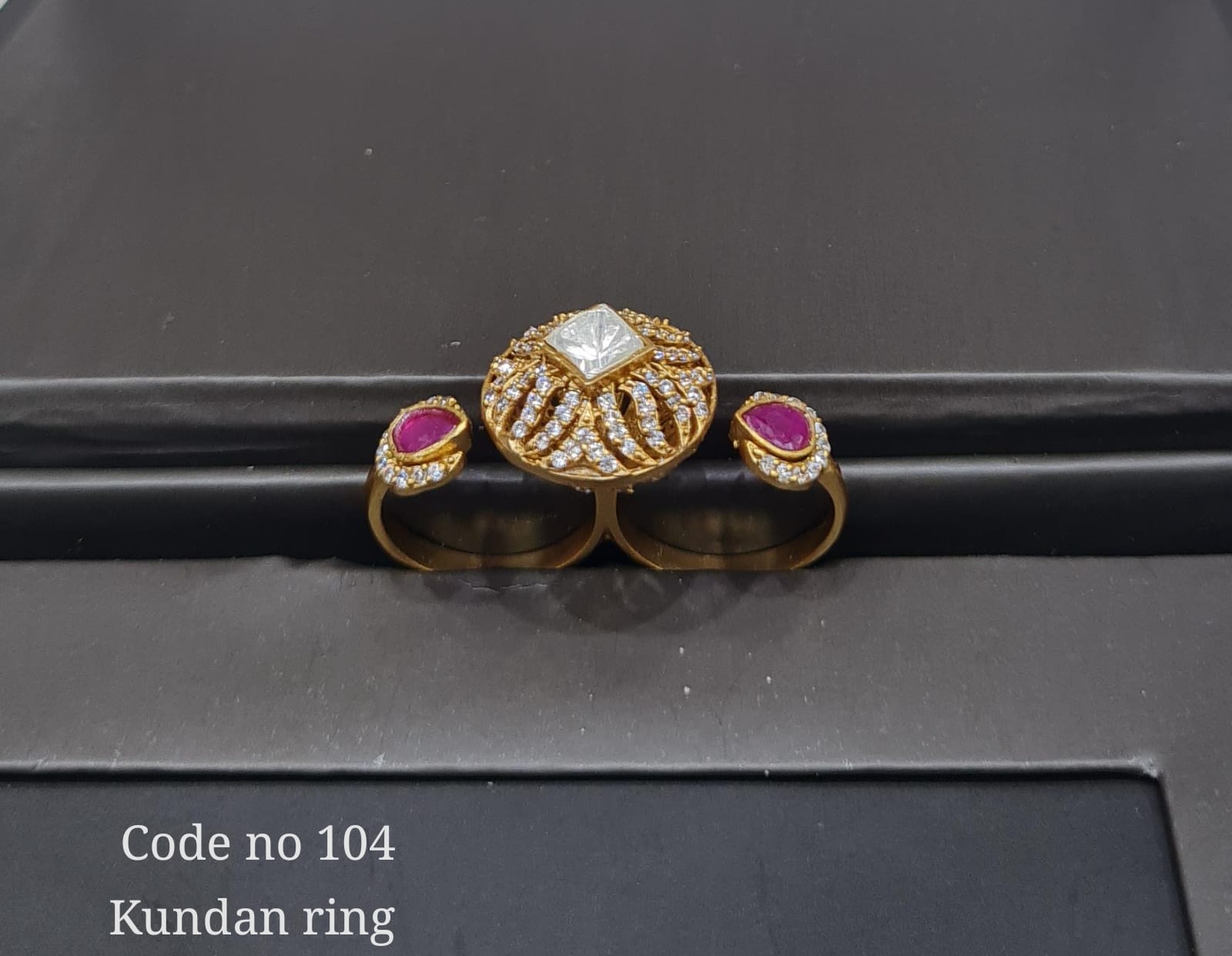Kundan finger ring 00264 - 3