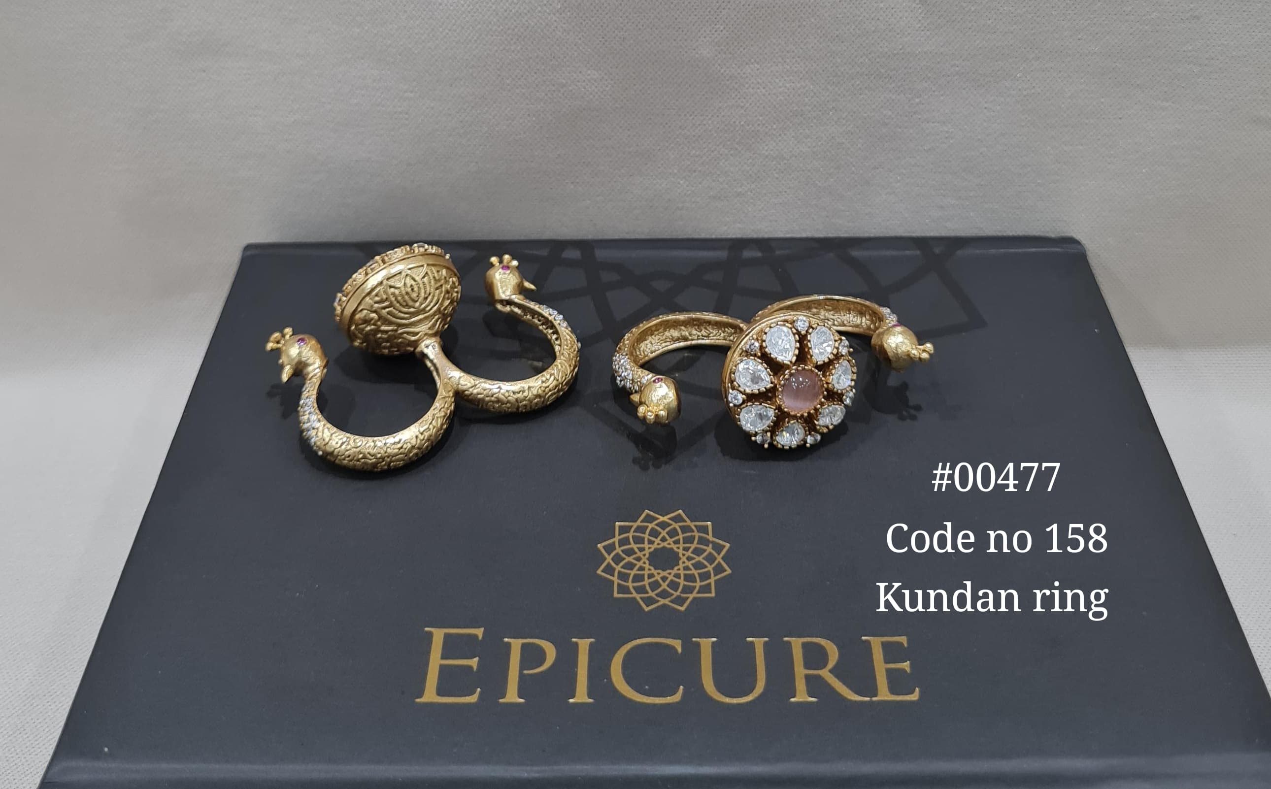 Kundan double finger ring 00477 - 7