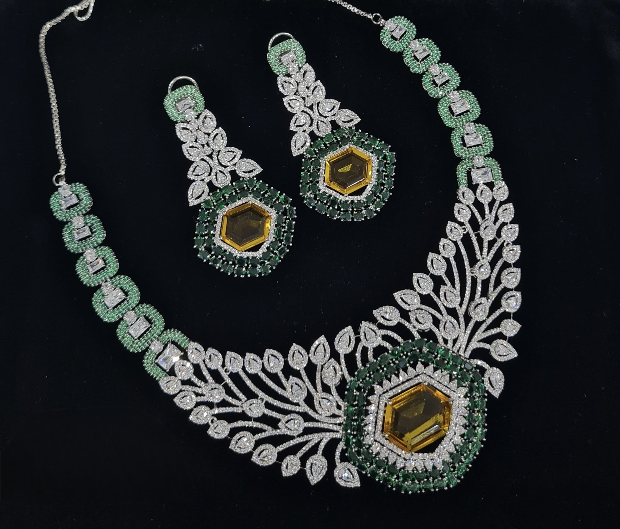Cz Statement Necklace 06017 - 13