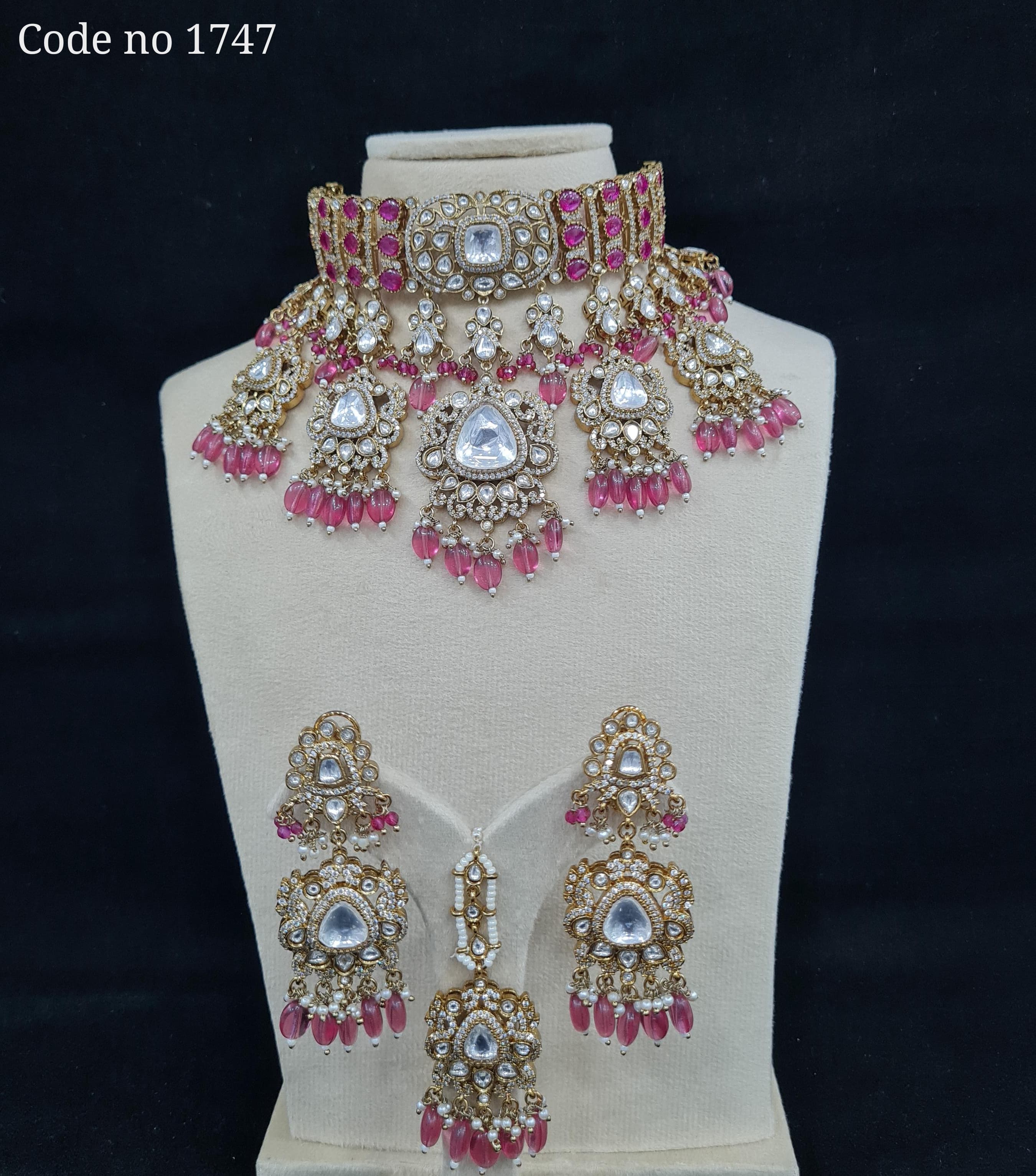 Kundan necklace set 00268 - 4