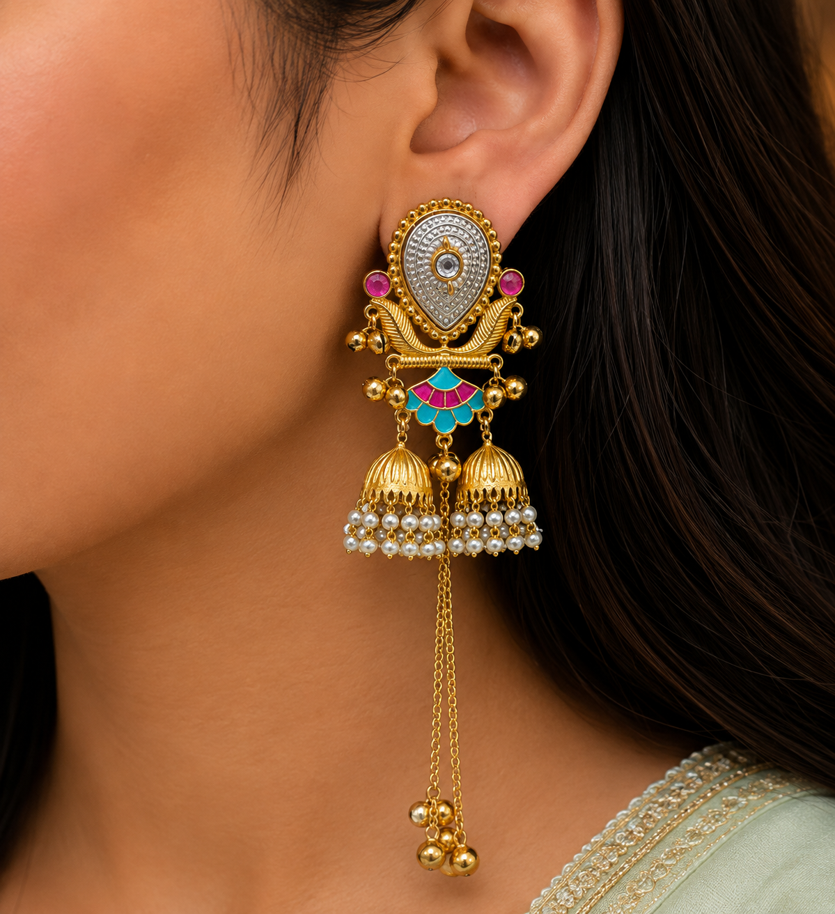 Kashmiri Earrings 06833 - 3