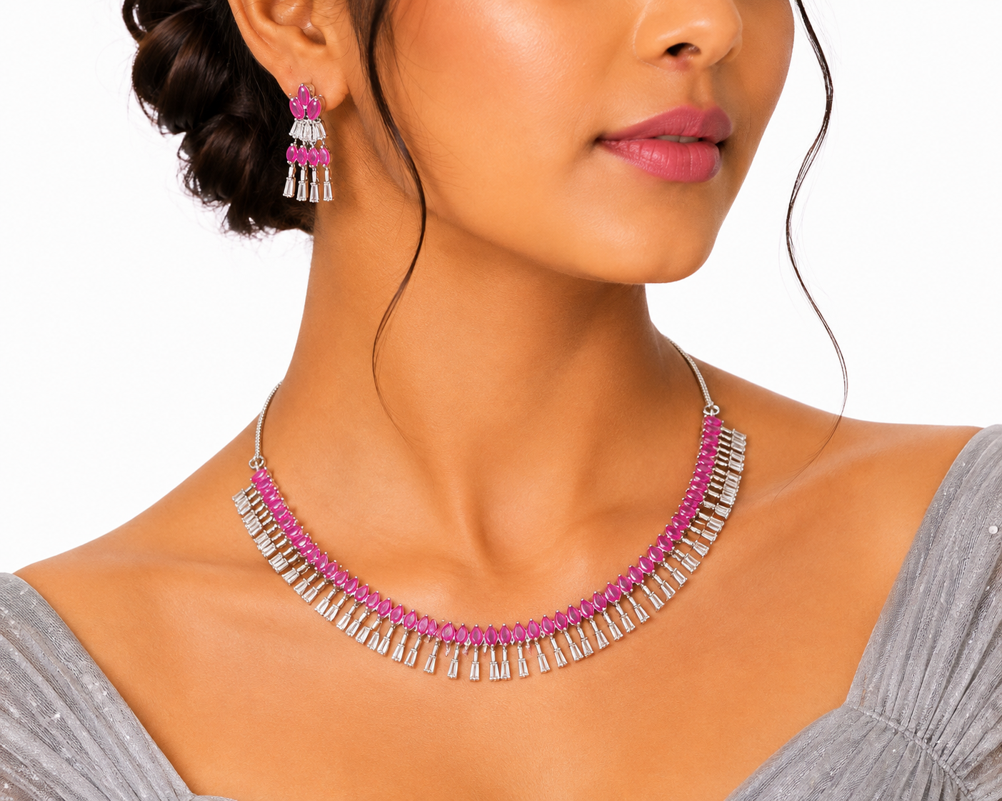 Cz Necklace 03885 - 5