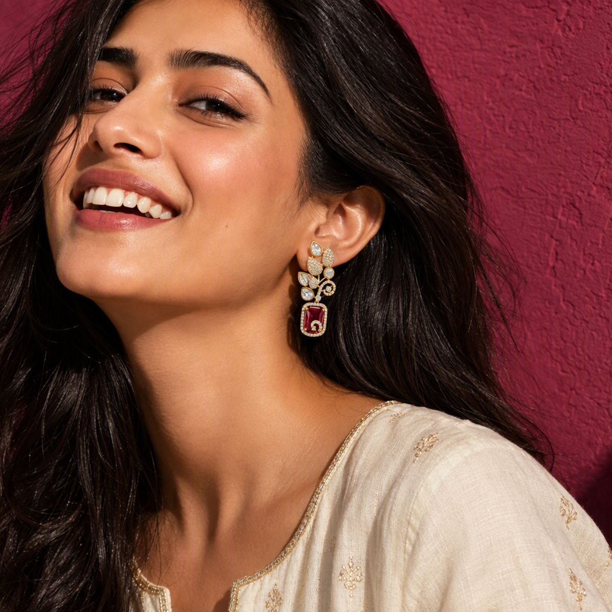 Kundan Earring with CZ Minimal Design - 4